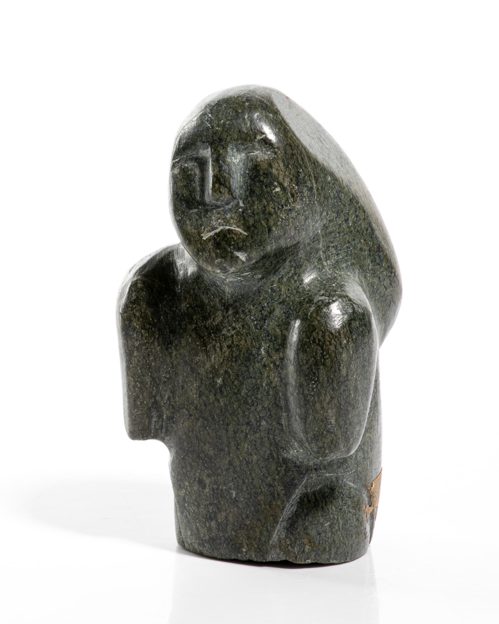 CECILIA ANGMADLOK ANGUTIALUK (1938-) NAUJAAT (REPULSE BAY) Bust of a Woman, c. 1970-75 stone, 4.5 x 2.25 x 4.5 in (11.4 x 5.7 x 11.4 cm) signed, "ᐊᒪᓗ"; inscribed, "ᓇᐅᔭ" (Naujaat [Repulse Bay]).