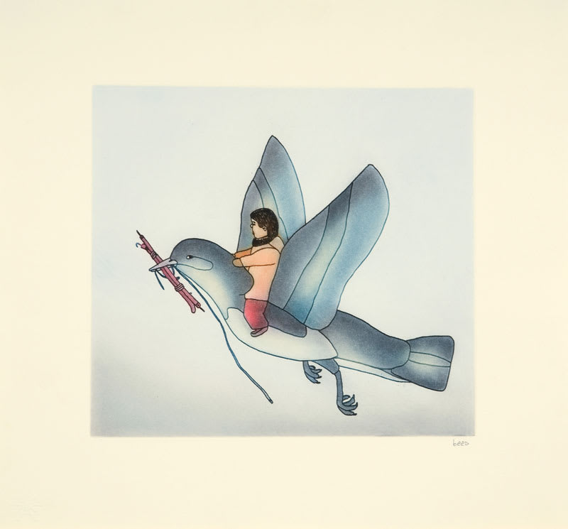 QAVAVAU MANUMIE (1958 -) KINNGAIT (CAPE DORSET) Airlift, 2009 #7 Printmaker: STUDIO PM, Montreal etching and aquatint, 21 x 22.5 in (53.3 x 57.1 cm) 15/50