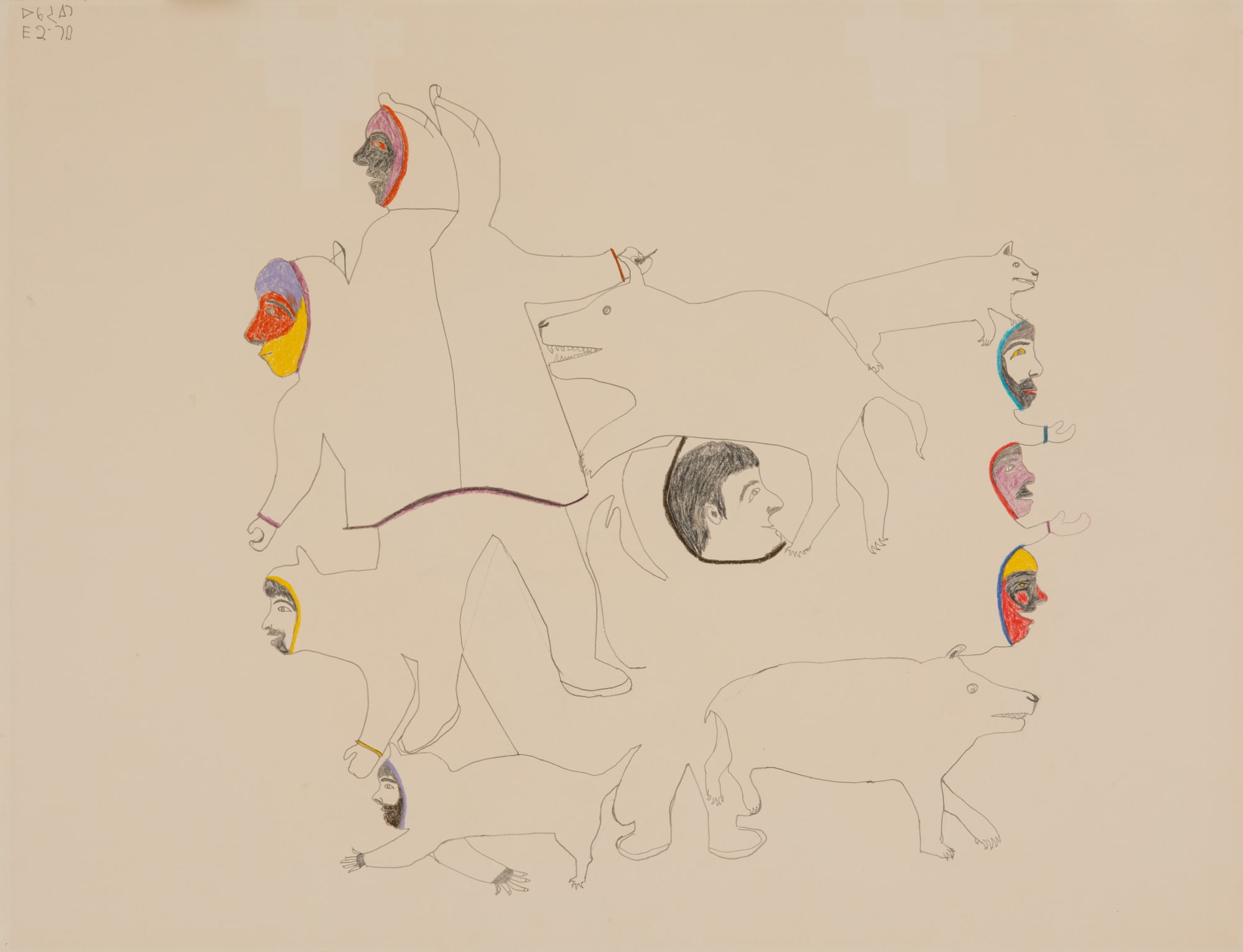 MARK UQAYUITTUQ (1925-1984) QAMANI'TUAQ (BAKER LAKE) Shamans Transforming, 1970s graphite and coloured pencil on heavy wove paper, 20 x 26 in (50.8 x 66 cm)