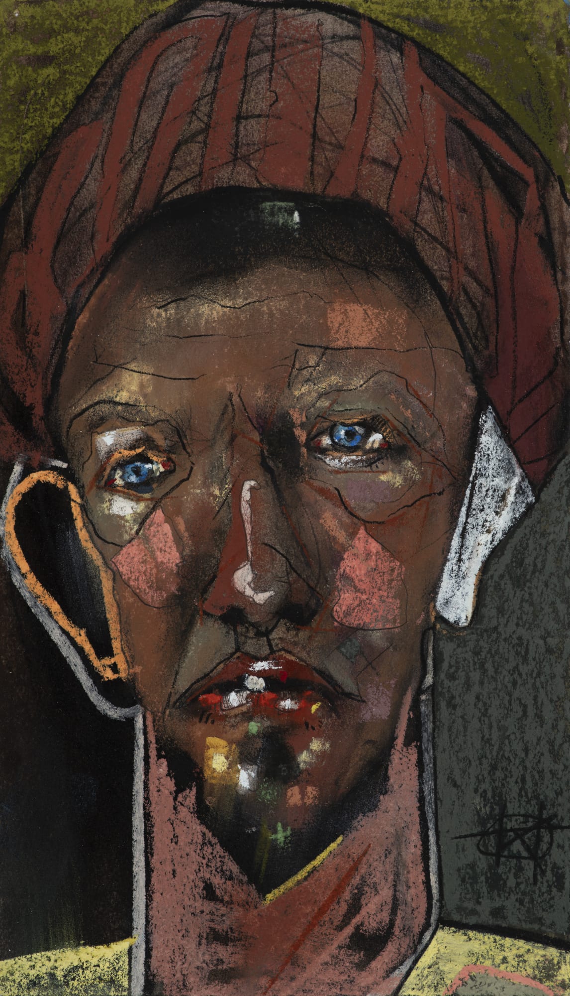 Kris Hargis, Self in striped cap, 2020