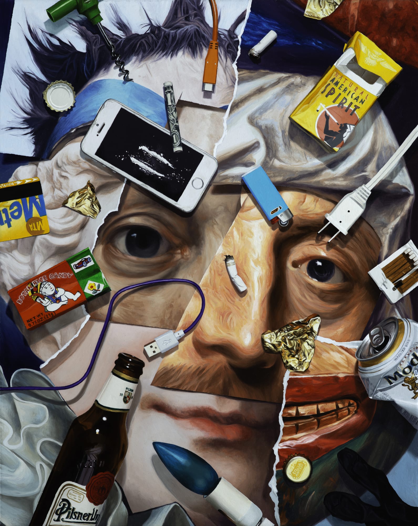 Jake Scharbach, Bearded Man with a Velvet Cap, Govert Flinck, 1645; Haida Portrait Mask, 1900; Madame Jacques-Louis-Étienne Reizet, Anne Louis Girodet-Trioson, 1823; Tlingit Mask, 1860; Portrait of a Woman, Rembrandt, 1633; Madonna and Child, Giovanni Bellini, 1480...., 2020