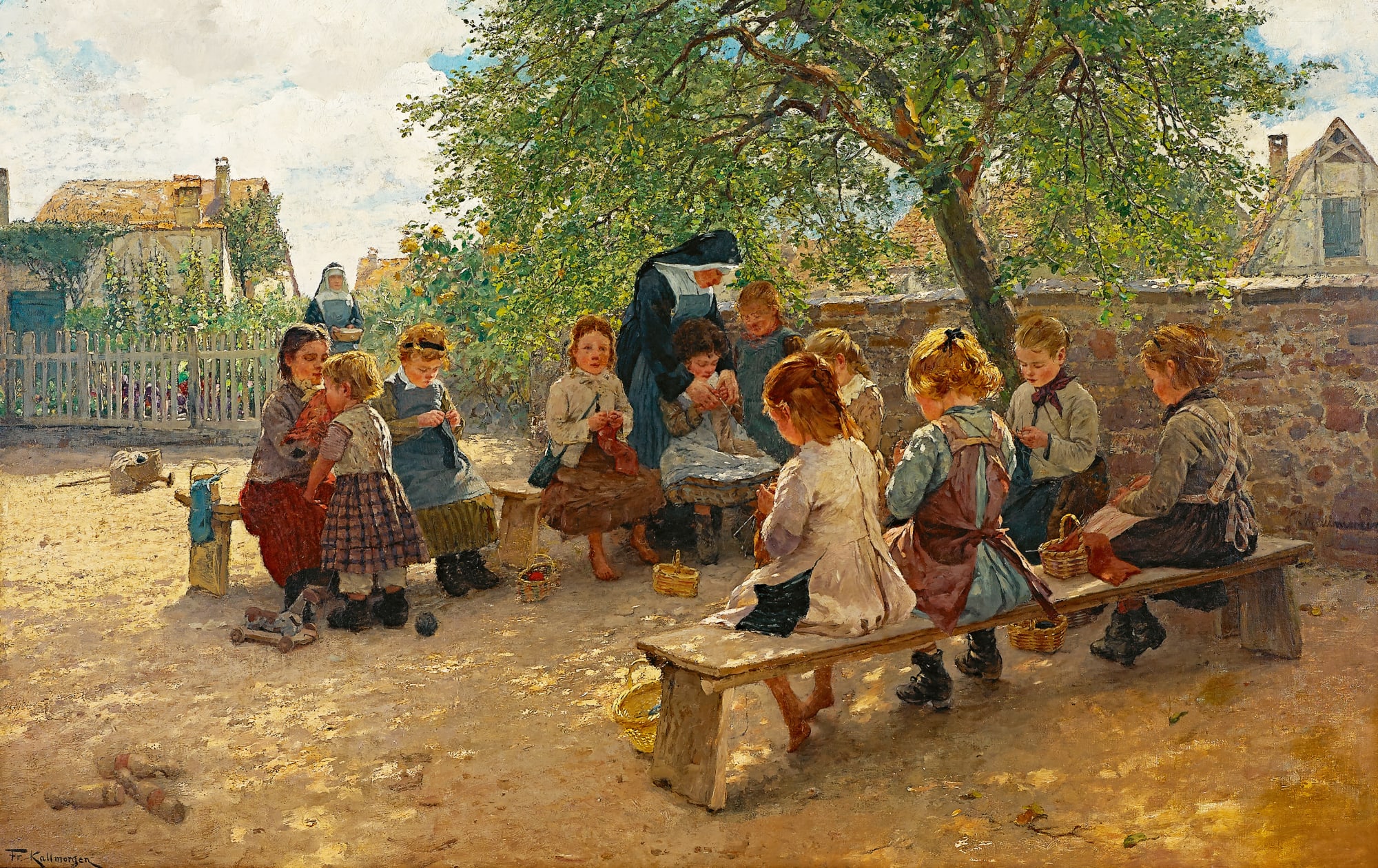 Friedrich Kallmorgen, Strickschule, 1898