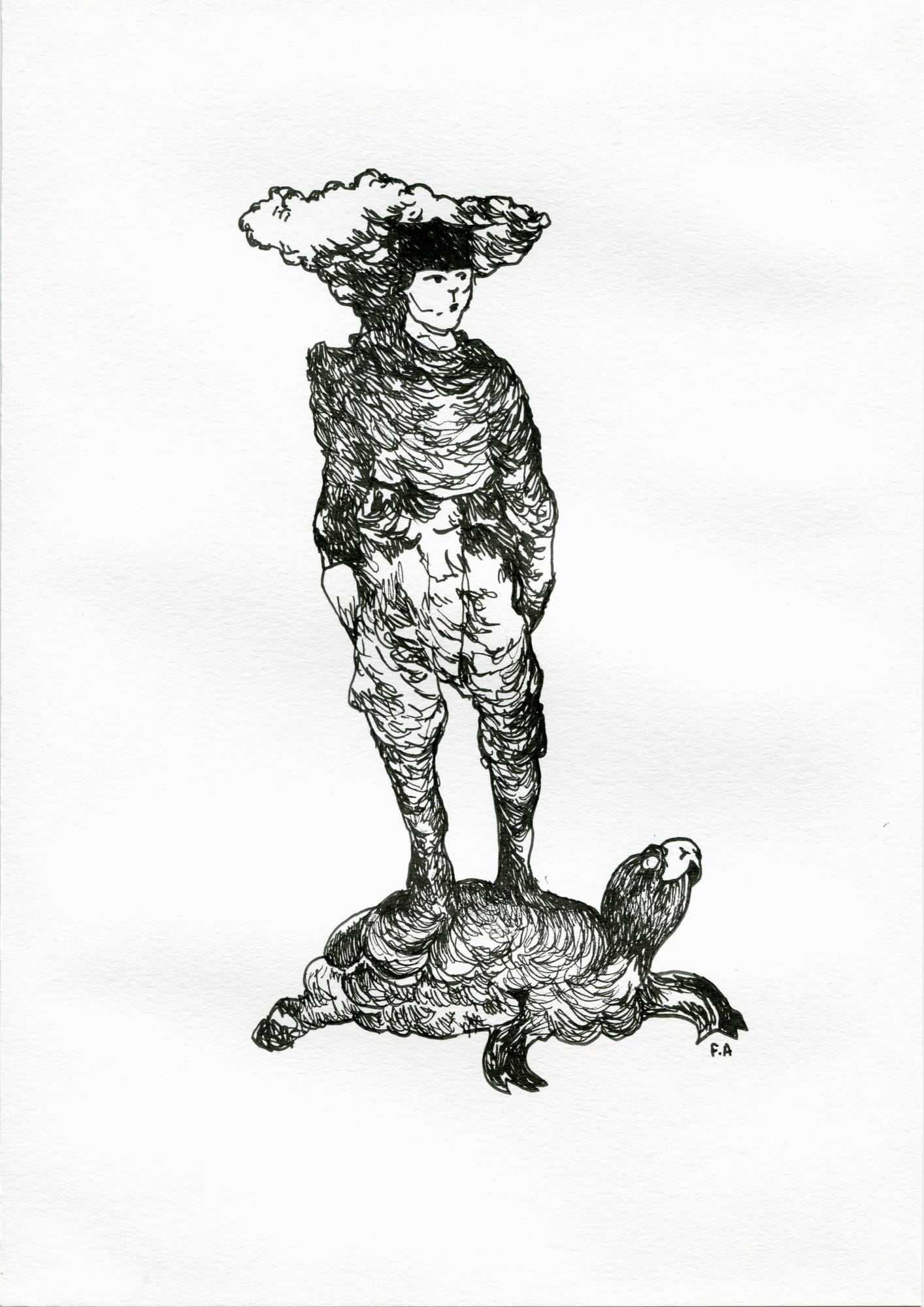 François Andes , Preparatory drawing turtle water puppet 2, 2019