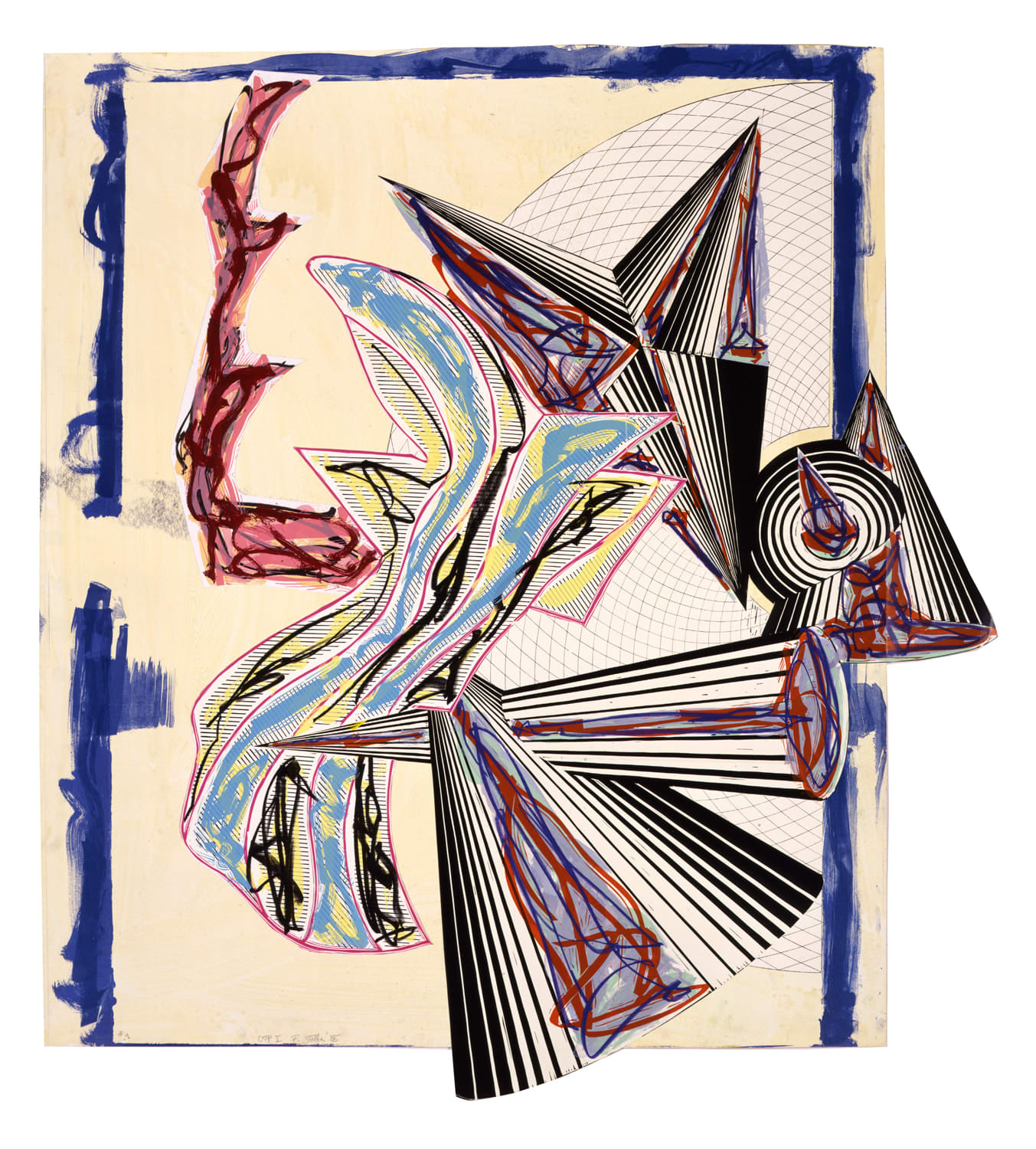 Frank Stella, Illustrations after El Lissitzky's 'Had Gadya': 9. Then came death and took the butcher, CTPI, 1985