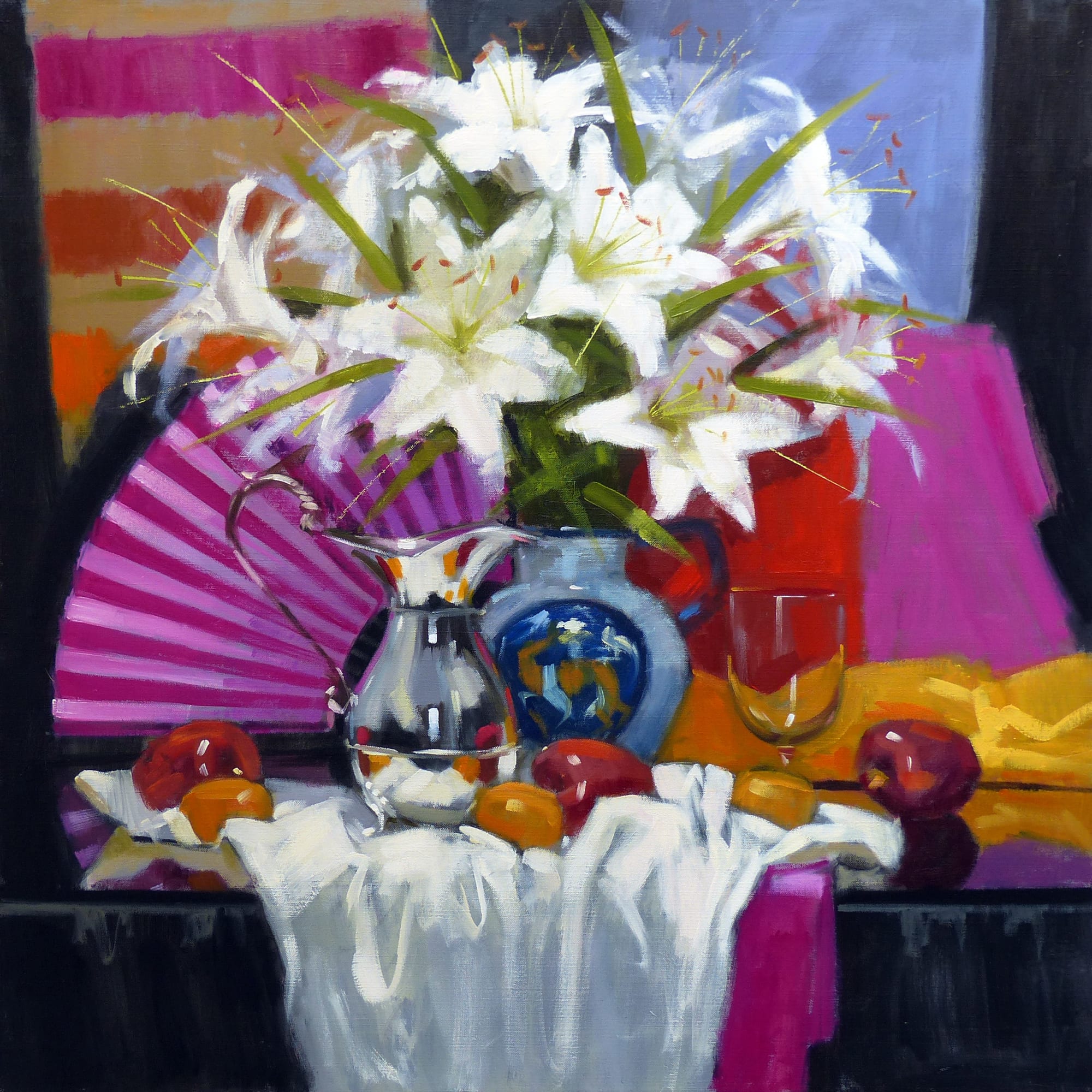 Jack Morrocco DA FRSA, Lilies and Silver Ewer