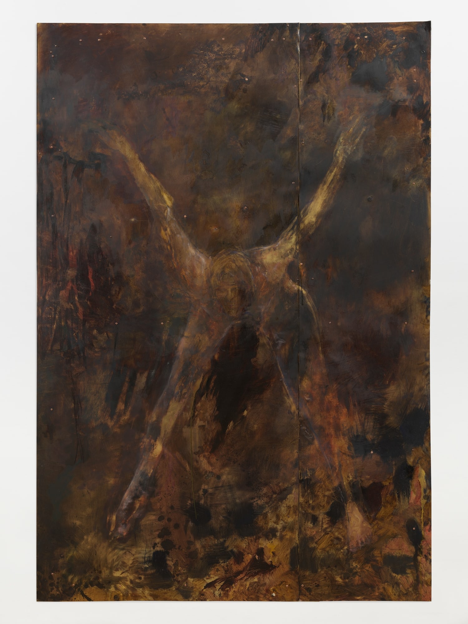 Willa Wasserman, Making the shape of the letter x or 'no' with my body reflected in this northwest facing mirror version three, 2023