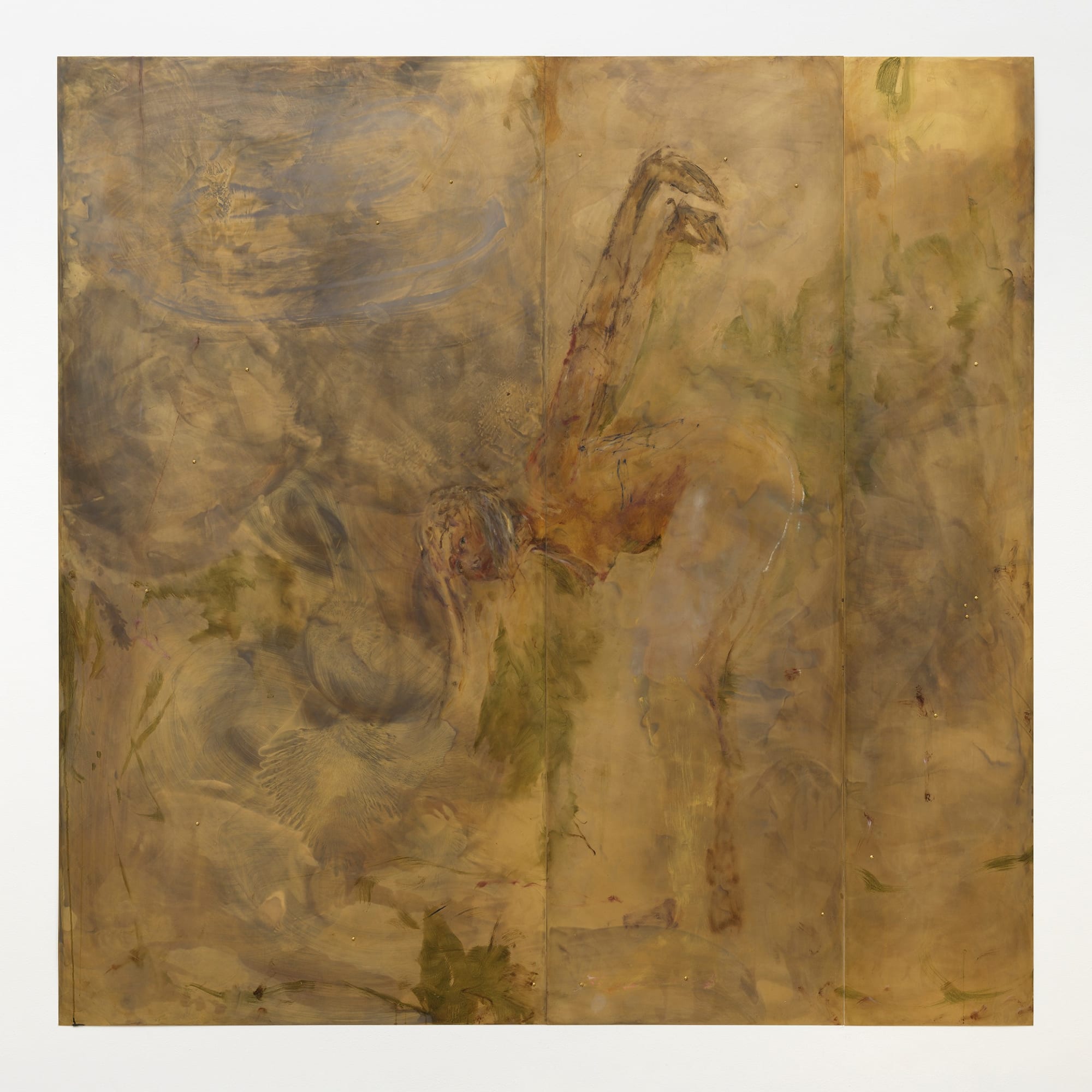 Willa Wasserman, Making the shape of the letter x or 'no' with my body reflected in this north facing mirror version one, 2023