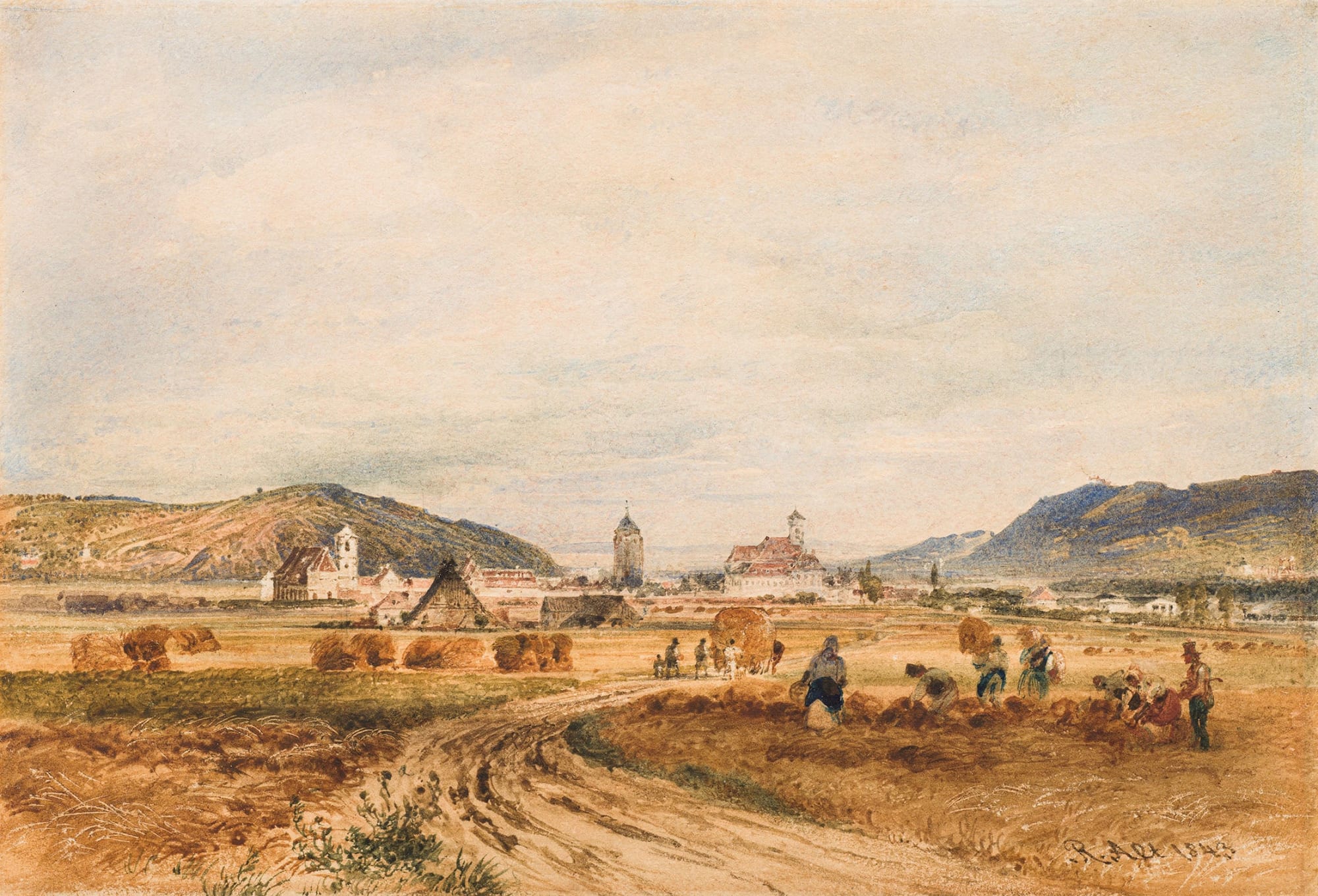 Rudolf von Alt, Korneuburg vom Westen, 1843