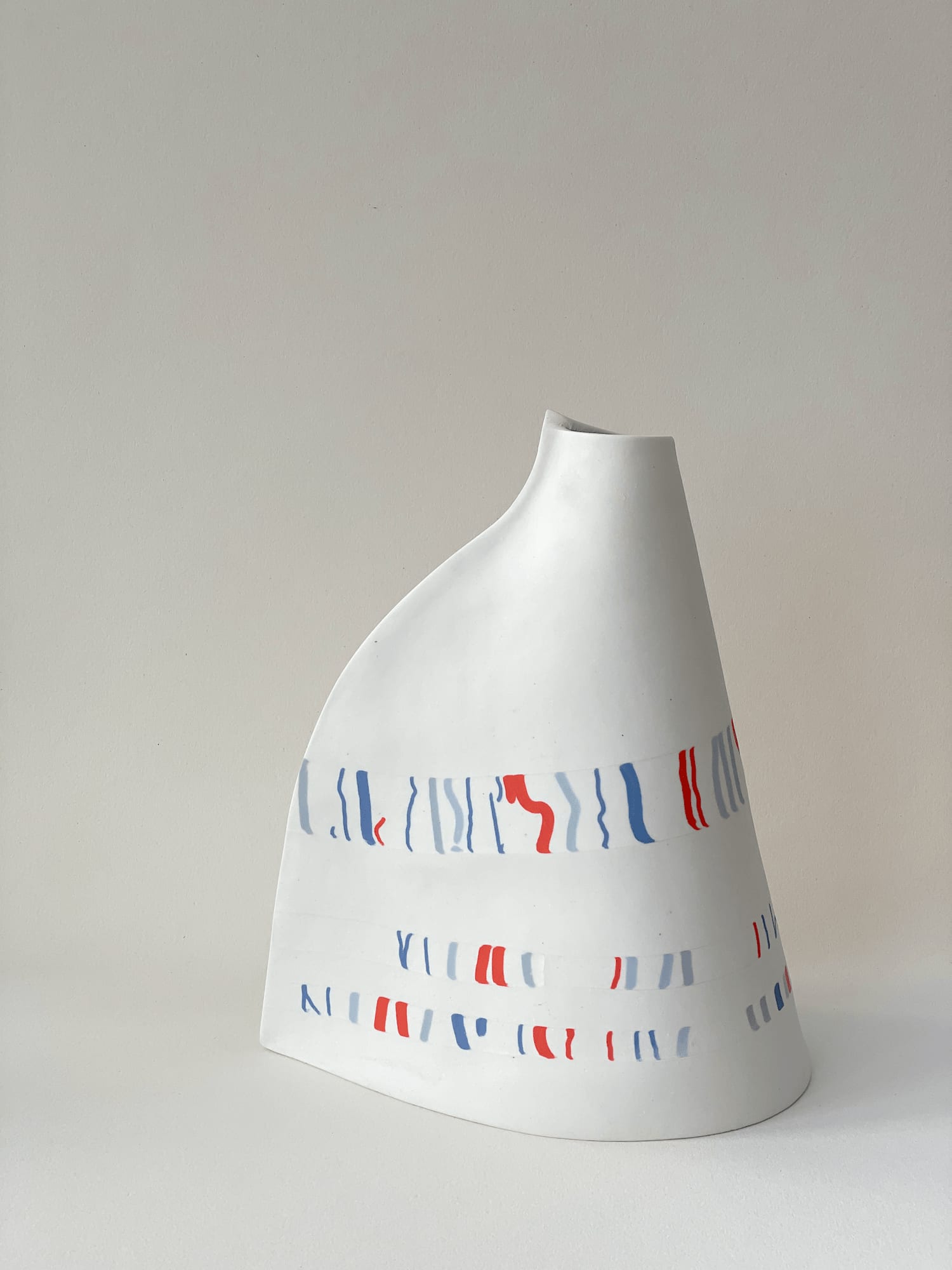 Carol Sinclair, Strata - Large Curved Orange & Blue Bottle