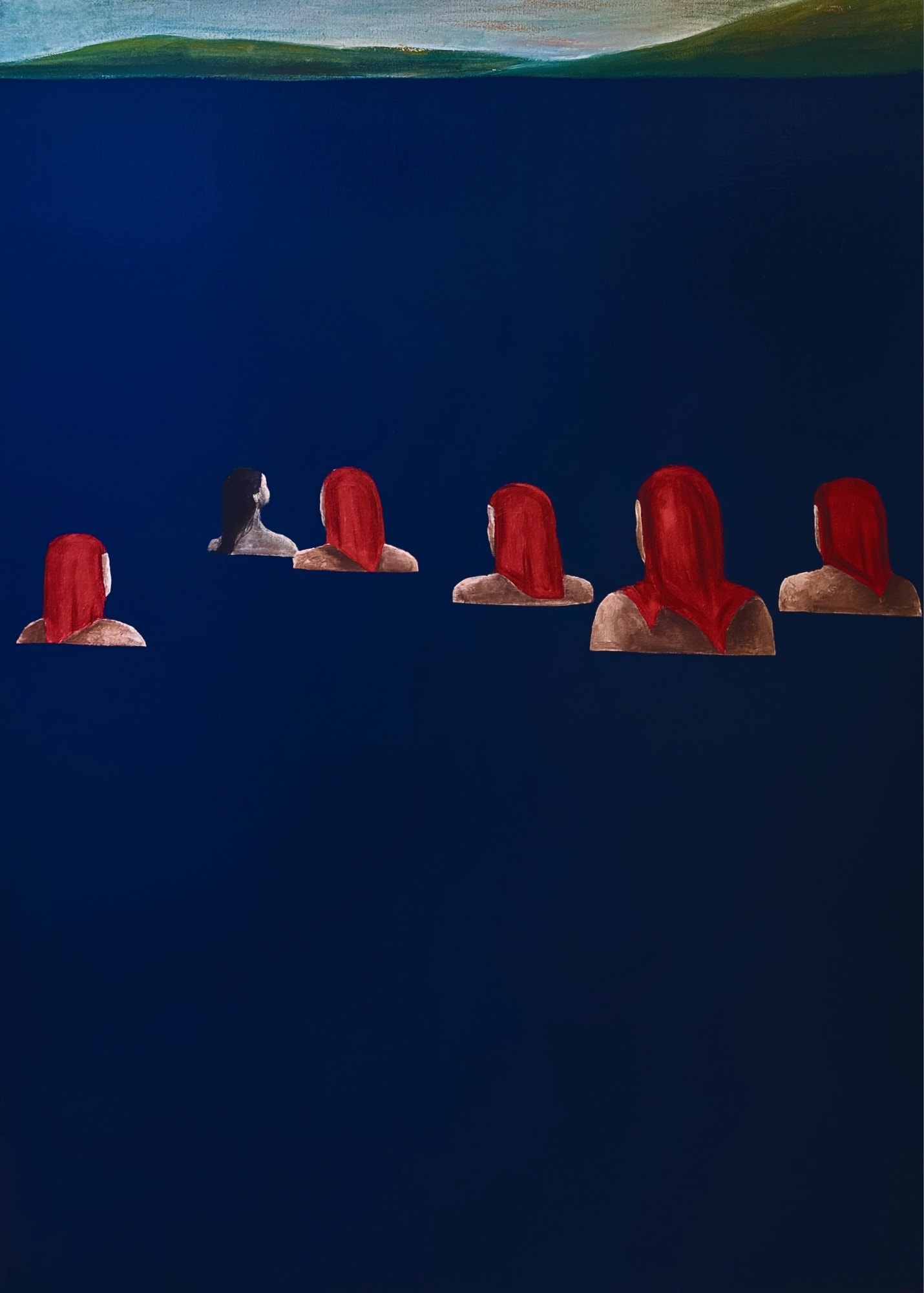 Lia Ashirova, MEN LIE ON A HAMMOCK AND DRINK JUICE • МУЖЧИНЫ ЛЕЖАТ НА ГАМАКЕ И ПЬЮТ ДЖУС, 2024