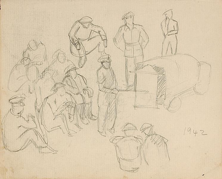 Francis Newton Souza, Untitled (Composition with Soldiers), 1942