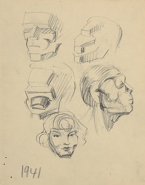 Francis Newton Souza, Untitled (Heads), 1941