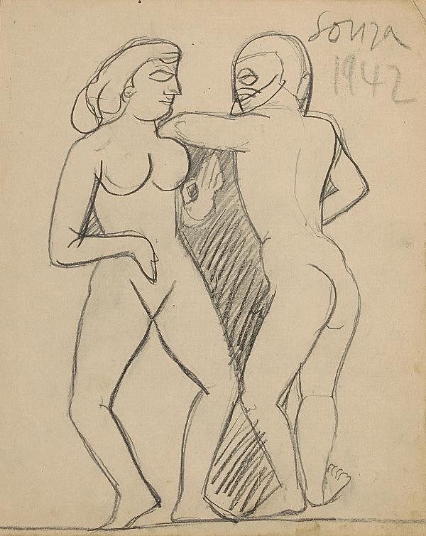 Francis Newton Souza, Untitled (Two nudes), 1942