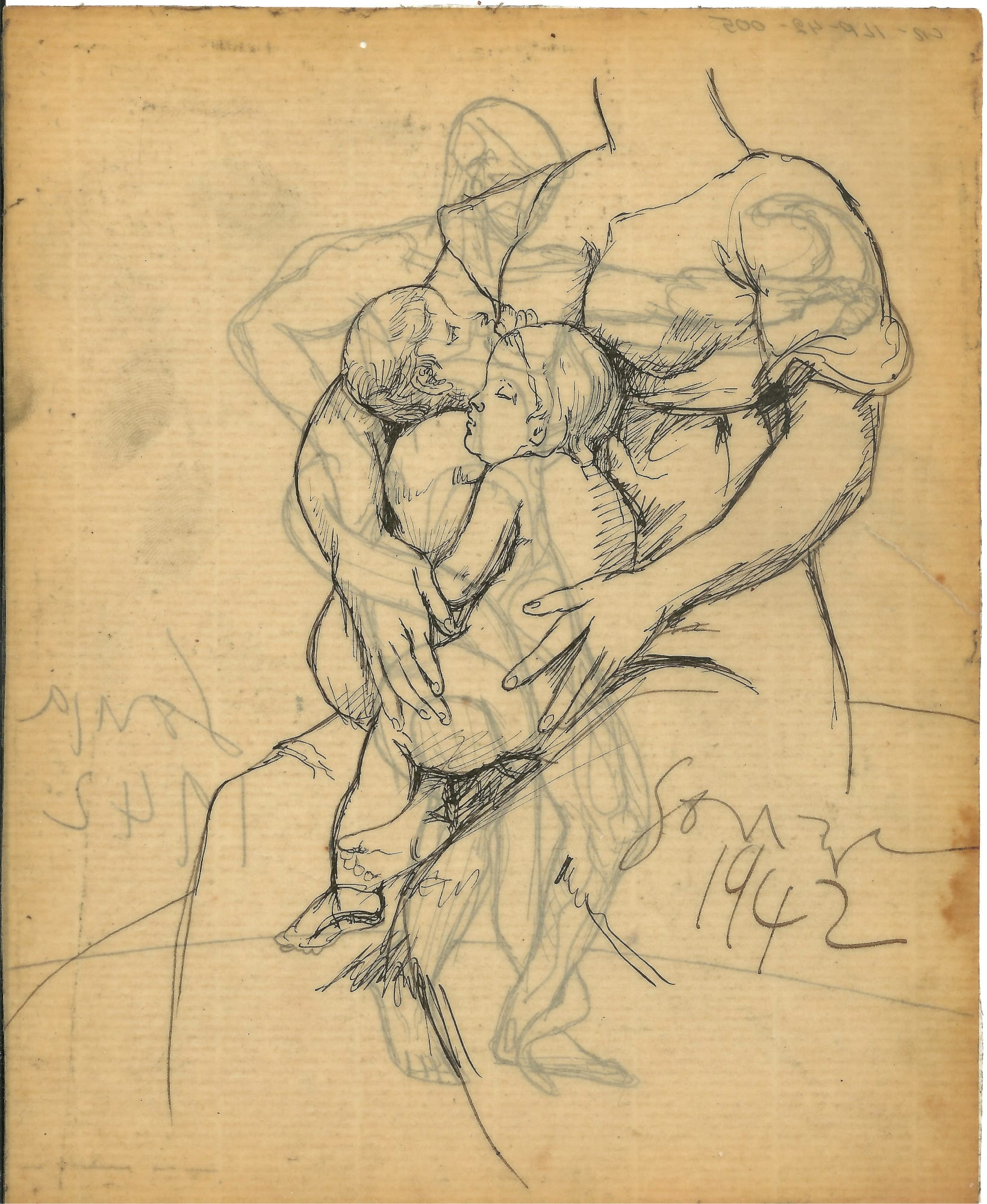 Francis Newton Souza, Untitled (Mother and Child) ; Untitled (After Michelangelo), 1942