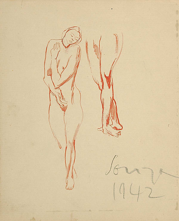 Francis Newton Souza, Untitled (Nude study), 1942