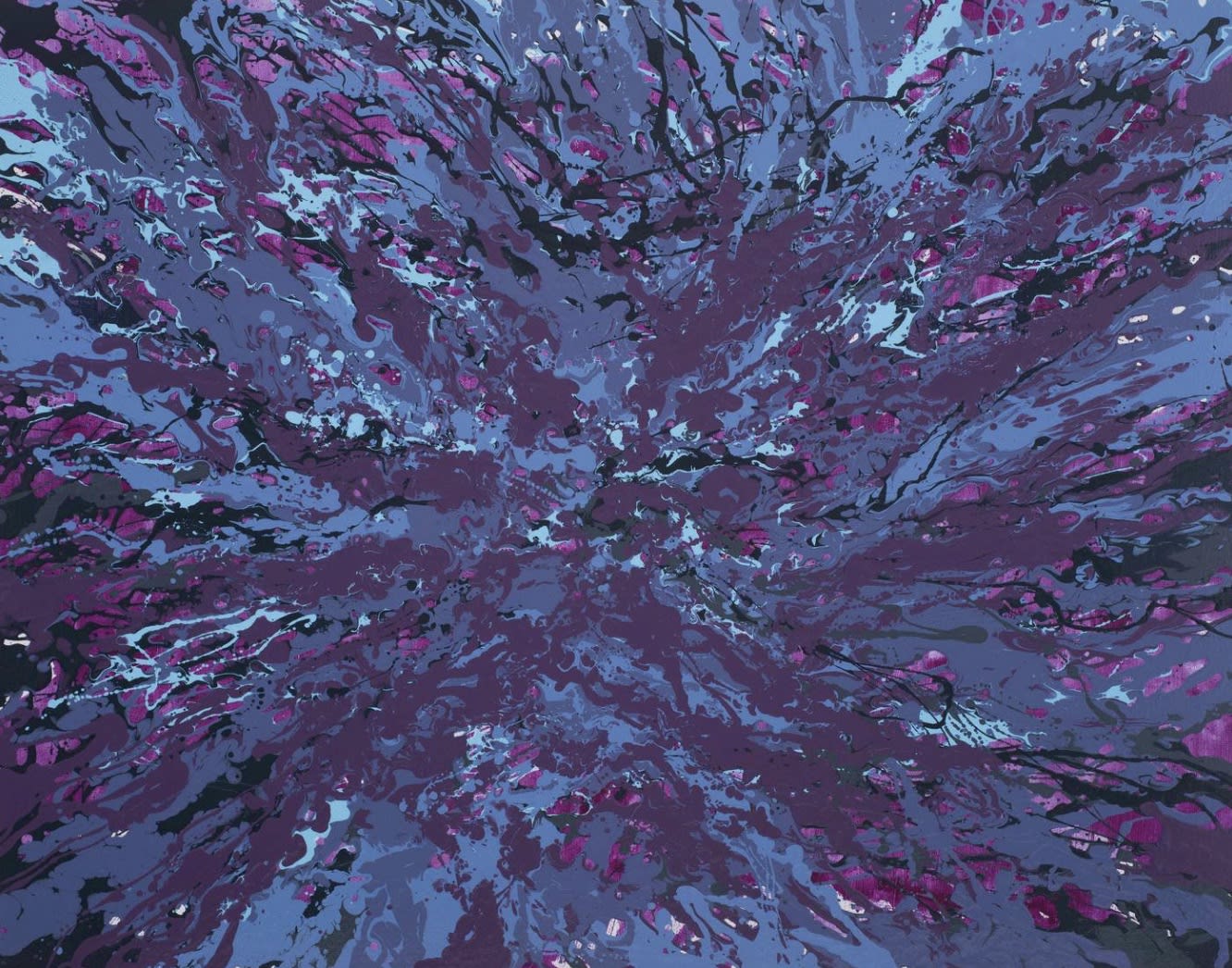 Leah Durner, darkvioletfuschiablackpaleblue pour, 2017