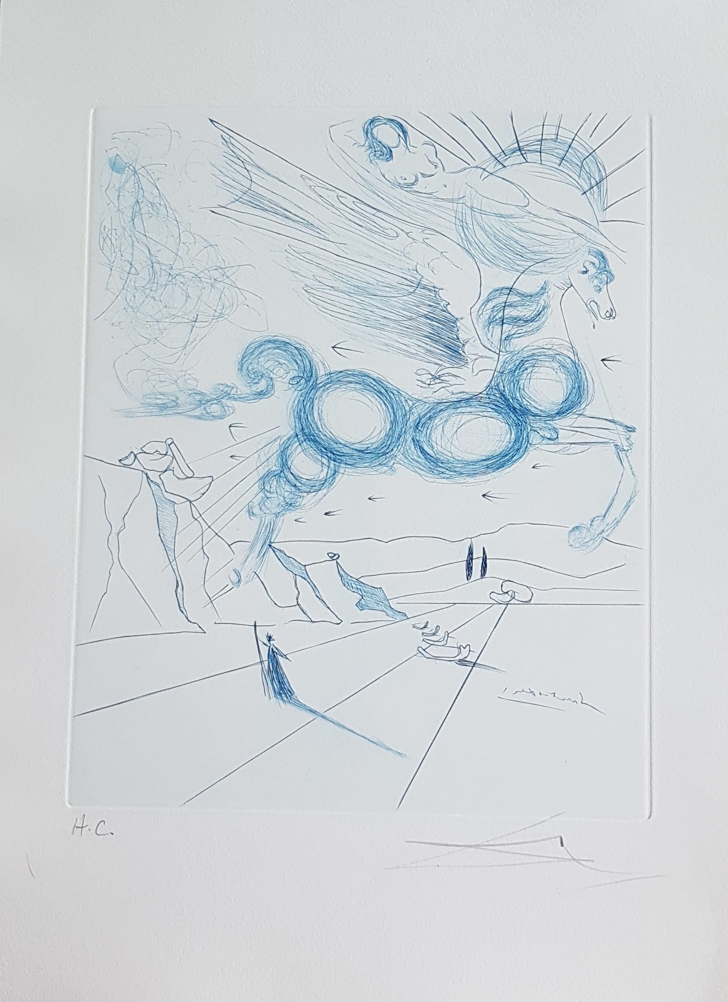 Salvador Dali, Pégase bleu, 1973