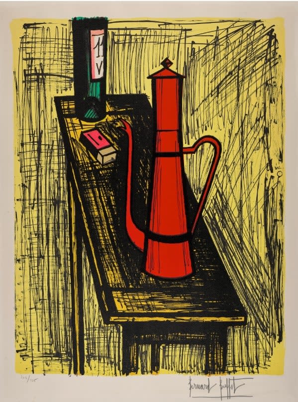 Bernard Buffet, La Cafetière Rouge, 1982