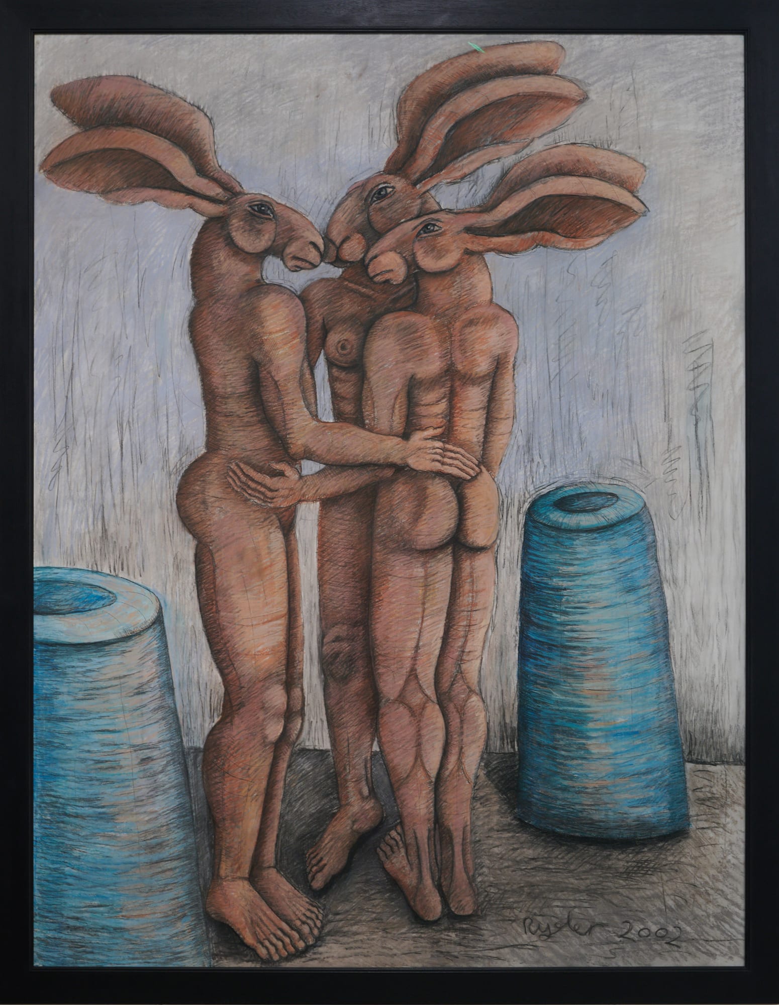 Sophie Ryder, Standing Ladyhares with Vegetables, 2002