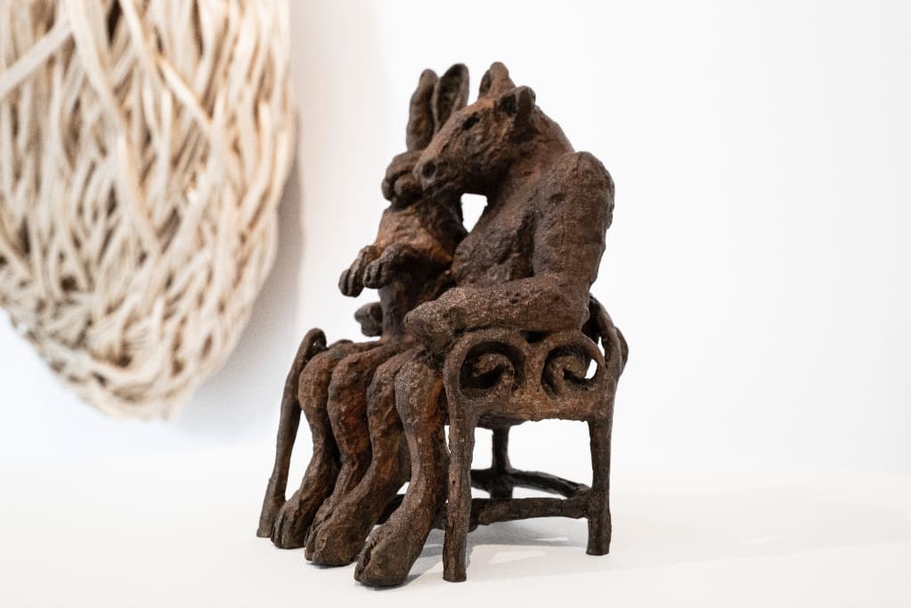 Sophie Ryder, The minotaur and a Hare on a Bench , 2017