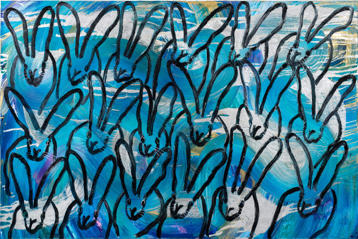 Hunt Slonem, Totem in Blue, 2021