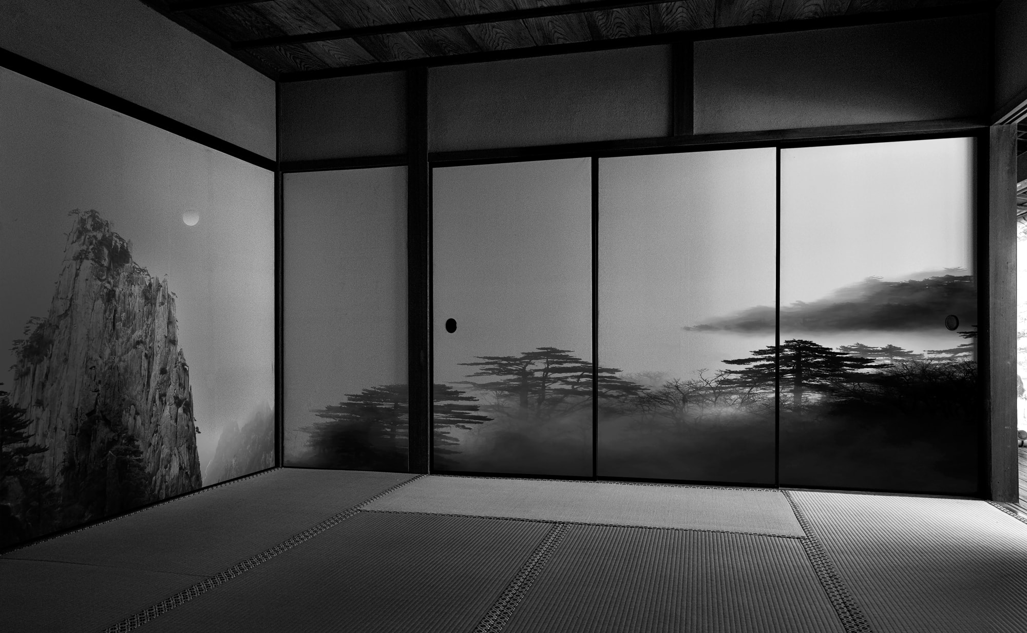 Kenji Wakasugi, Moon over the Mountains, 山水に月 (washi mounted) , 2021