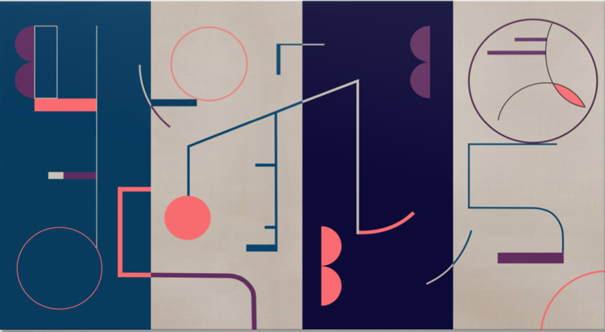 Sinta Tantra, Tabuhan Tabuhan Screen II in Sapphire, Violet & Prussian (Colin McPhee), 2018