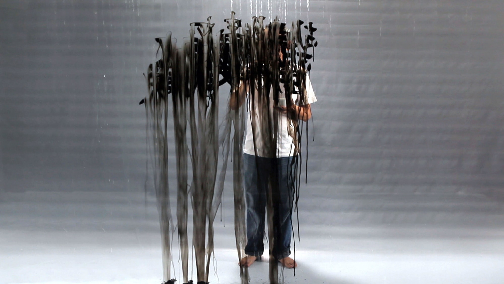 FX Harsono, Writing in the Rain, Performance Video Stills, 2012