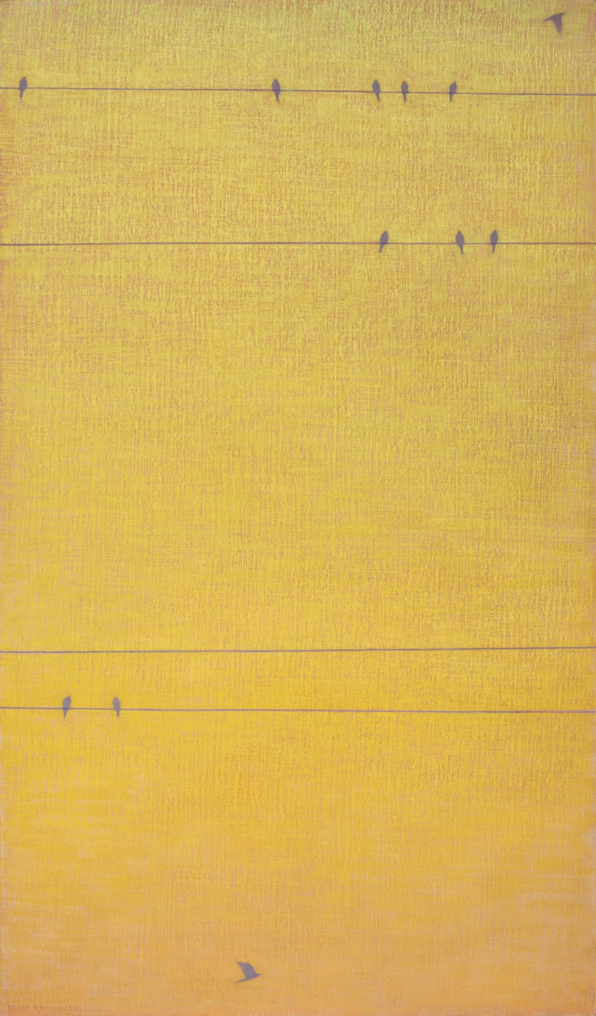 David Grossmann, Lines and Birds on Golden Sky, 2022