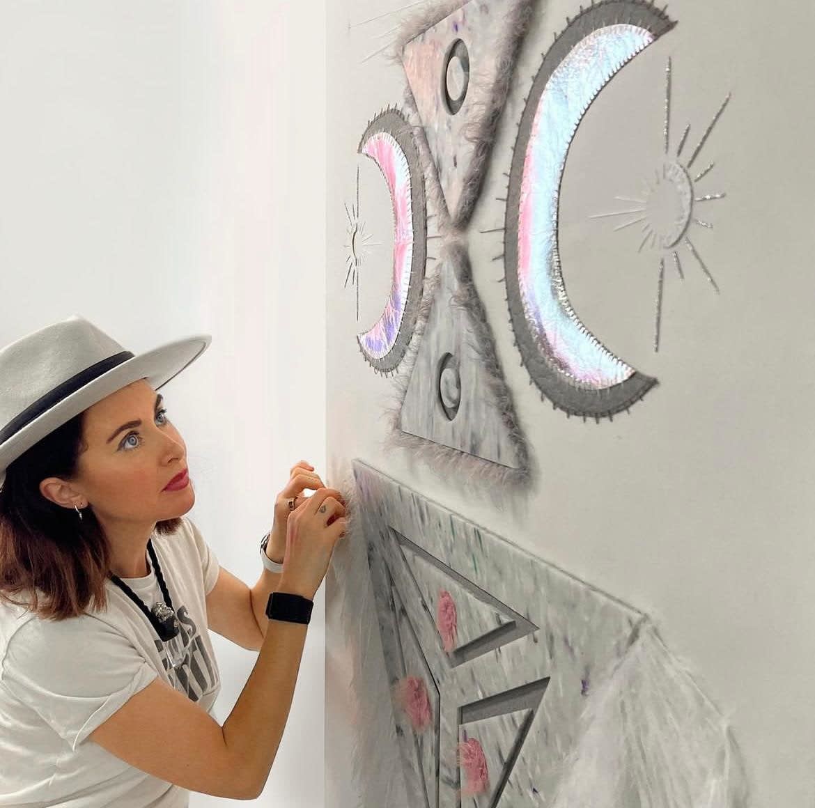 Lauren Baker, Earth Totems 2, Wall hangings at Ibiza Hyde hotel commissioned by Gone Rogue Gallery, 2023