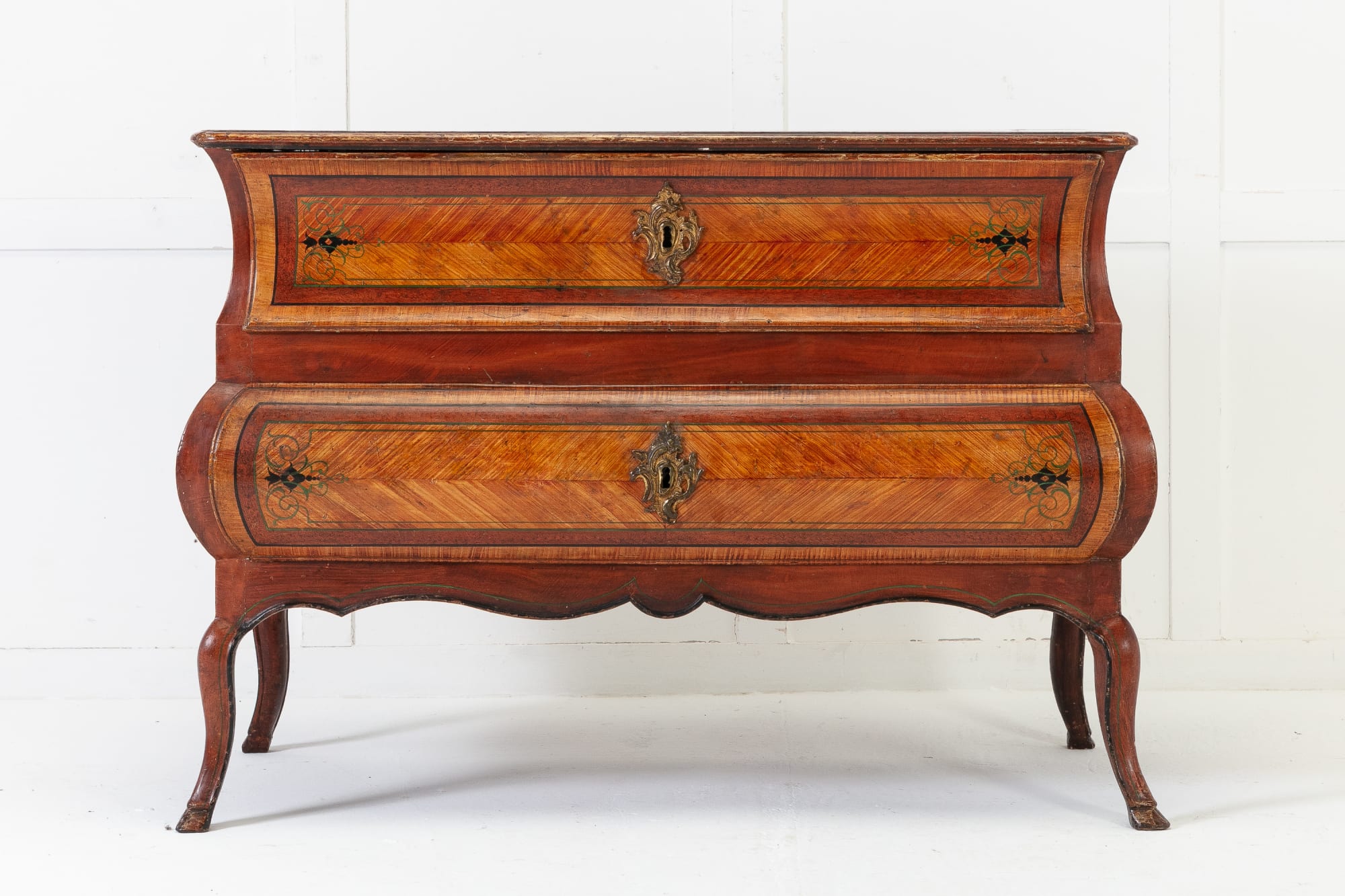 18th Century French Painted Bombe Commode