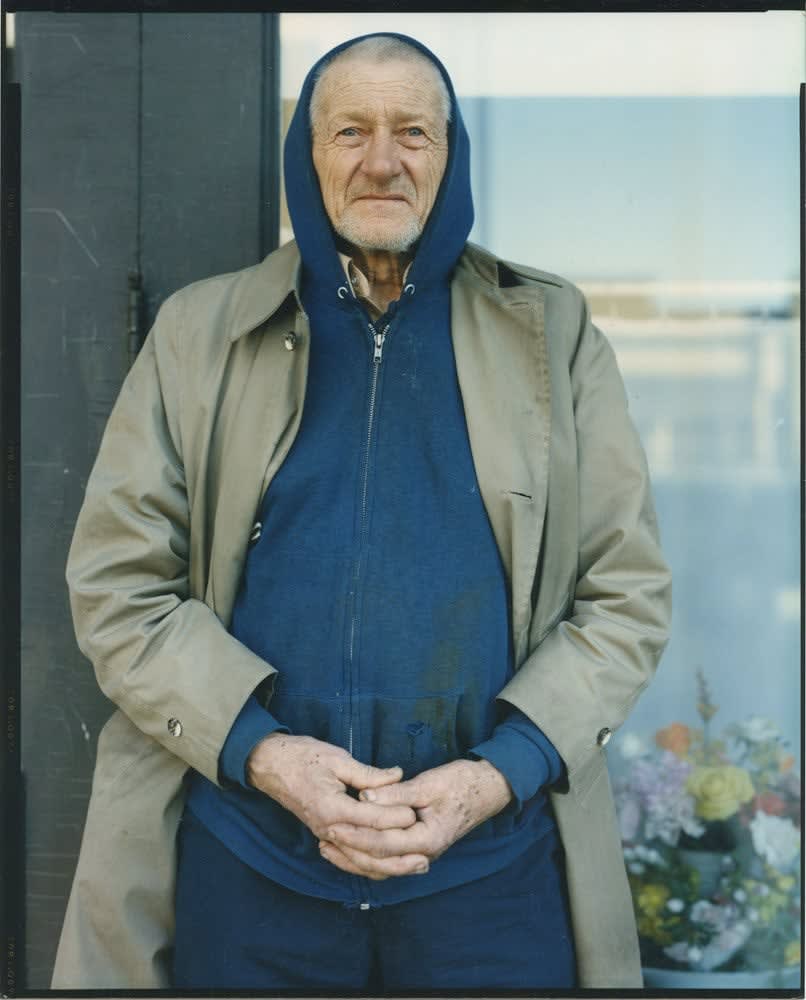 Bruce Wrighton, Man in hooded sweatshirt and coat, 1987