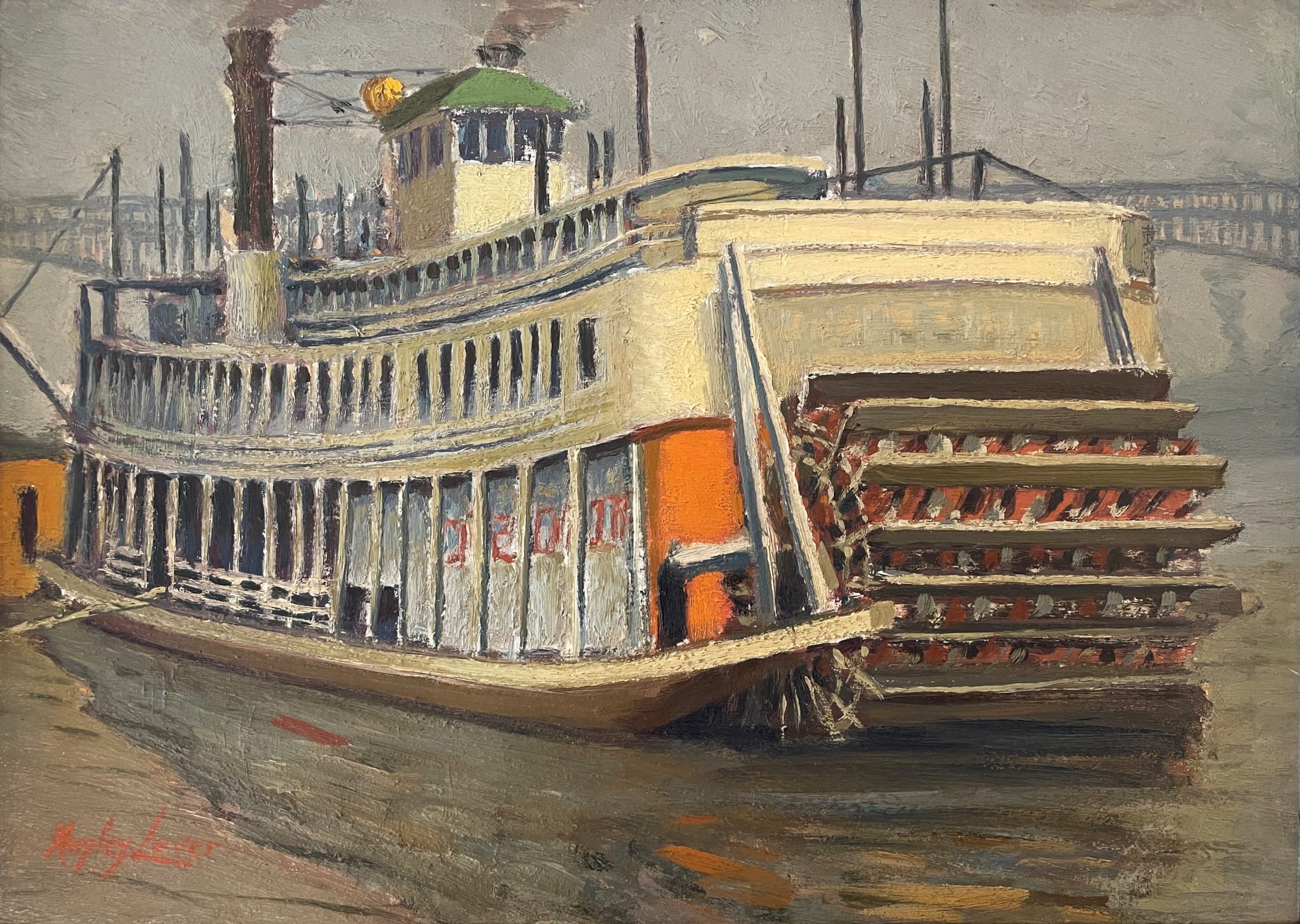 Hayley Lever, Paddle Steamer Mark Twain and the Eads Bridge, St. Louis on the Mississippi