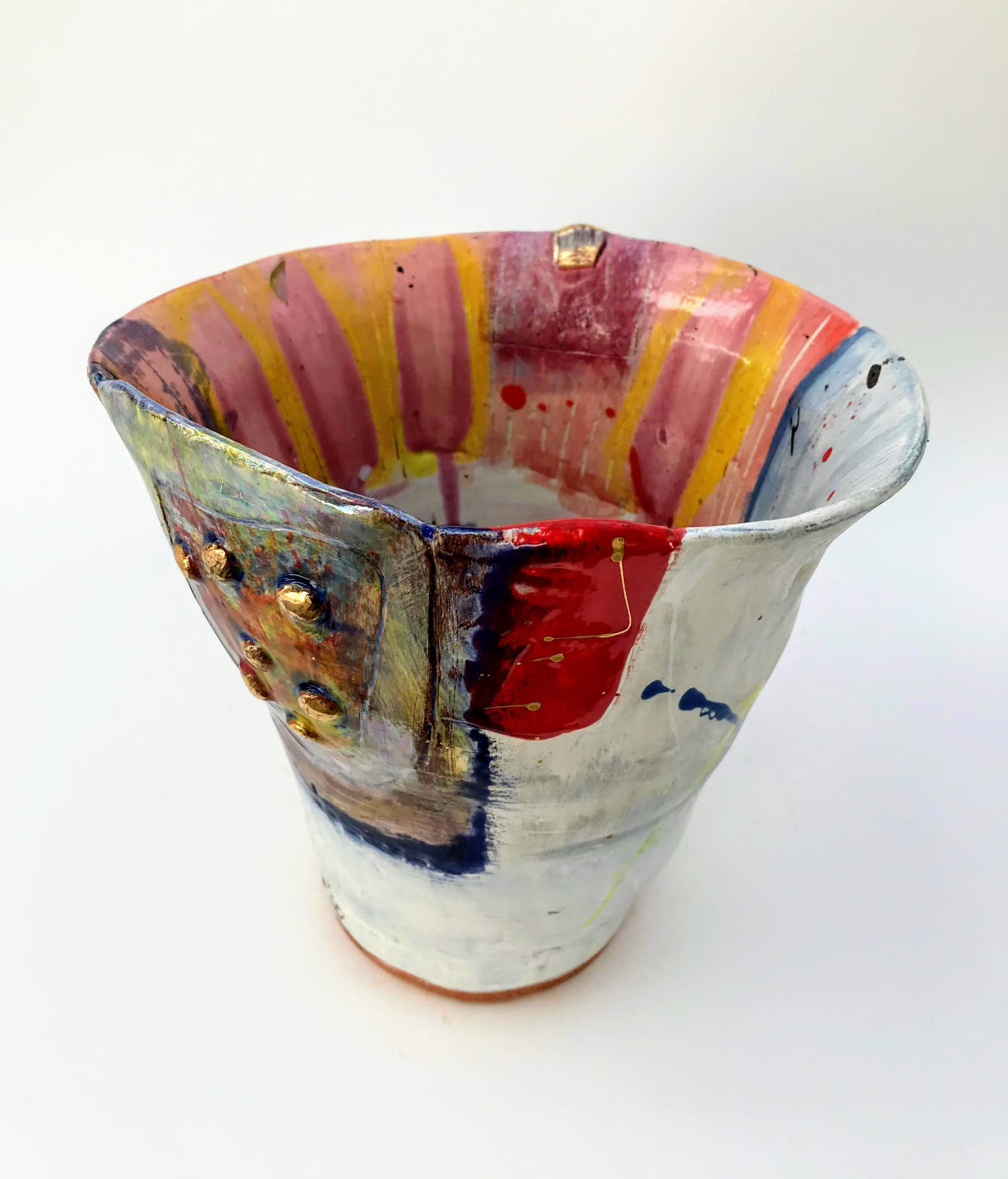 Linda Styles, Splayed top Vase Form with ‘Forget Me Not’ Decals, 2020