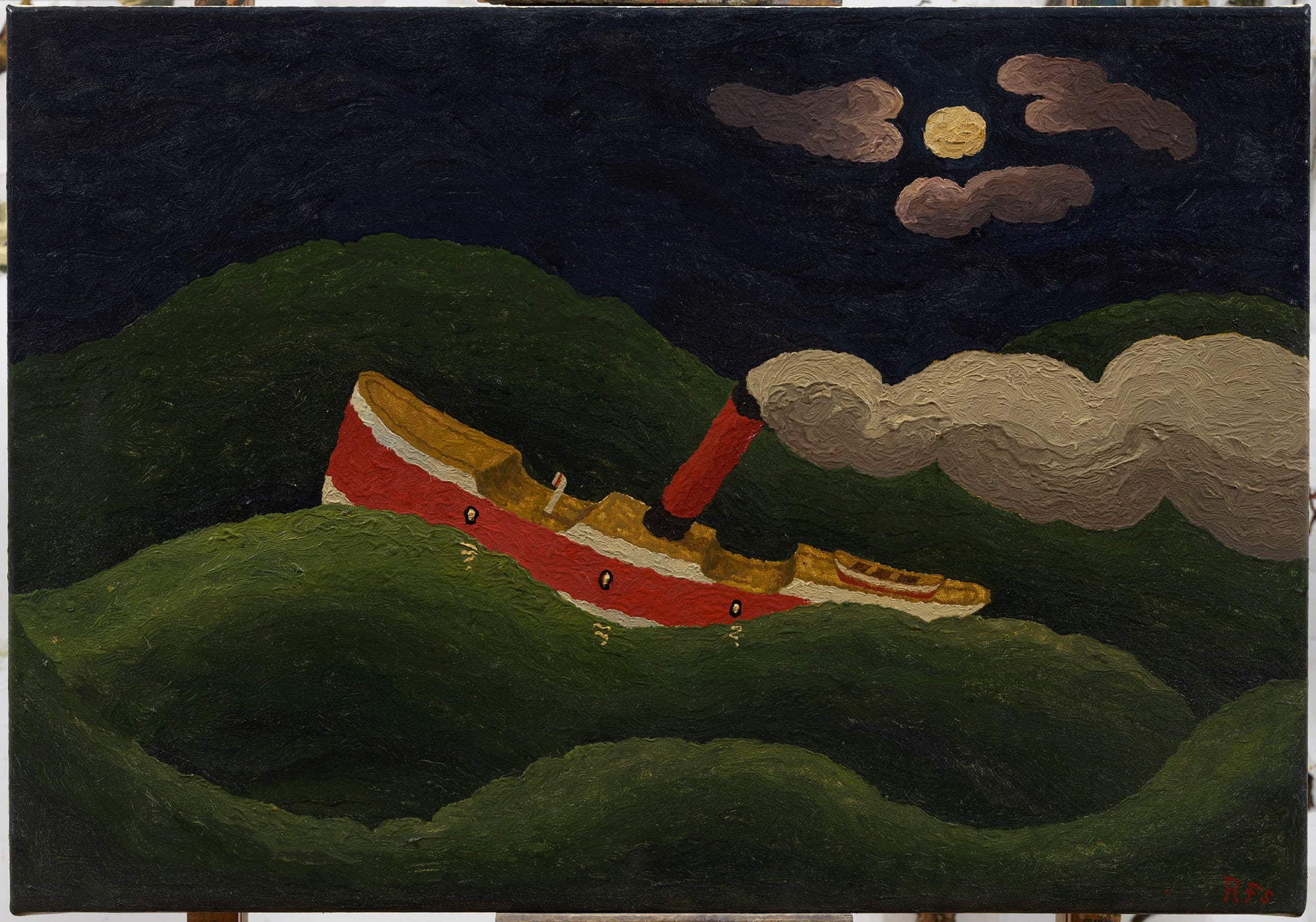 Ramiro Fernandez Saus, Red Steam Ship in the Night, 2022