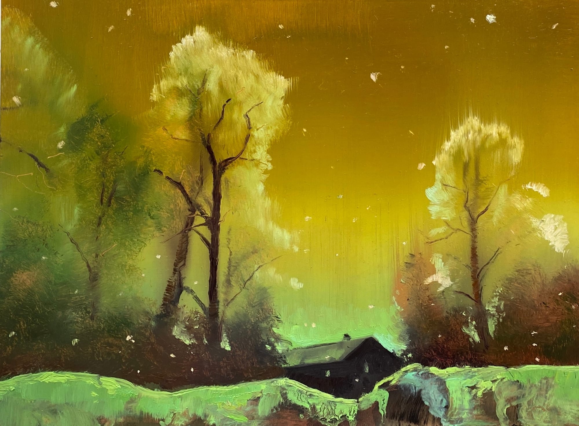 Nick Archer, Cottage with a Golden Sky, 2023