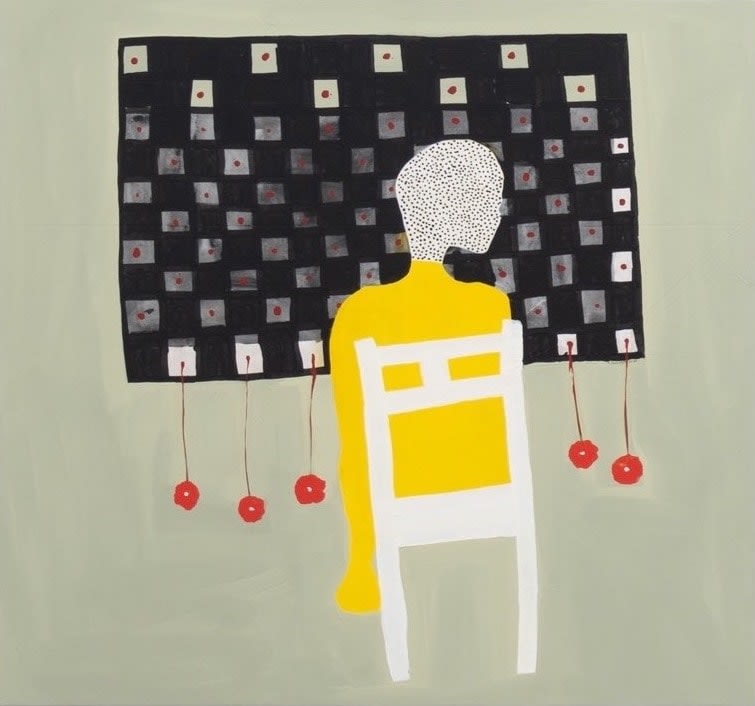 Amadou Sanogo Les proverbes sont faits pour ceux qui ont une grande tête Acrylique sur toile 150 x 159 cm 59 x 62.5 inches