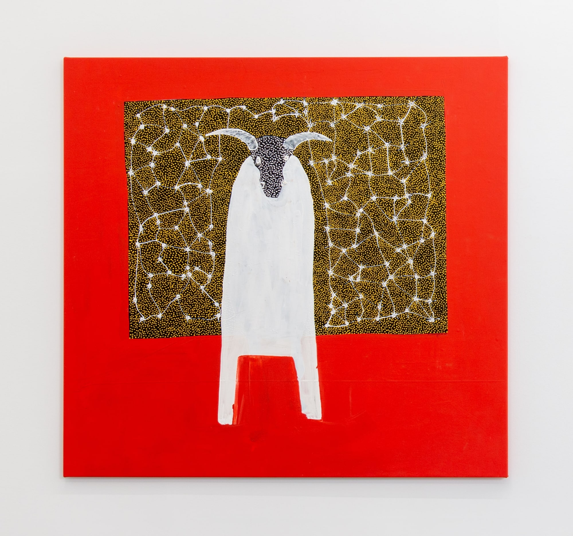 Amadou Sanogo Si tu ne respectes pas la vache qu'on trait pour le lait matinal respecte là pour le lait du soir Acrylique sur toile 150 x 159 cm 59 x 62.5 inches