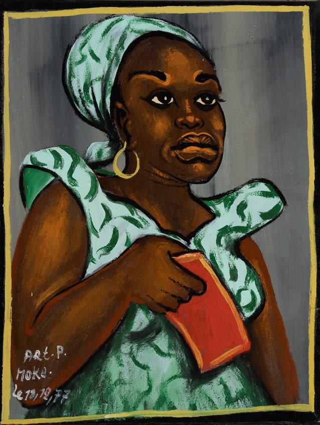 Moke Sans titre Peinture sur sac de farine de minoterie de matadi 53,5 x 41 cm 21 x 16.1 inches