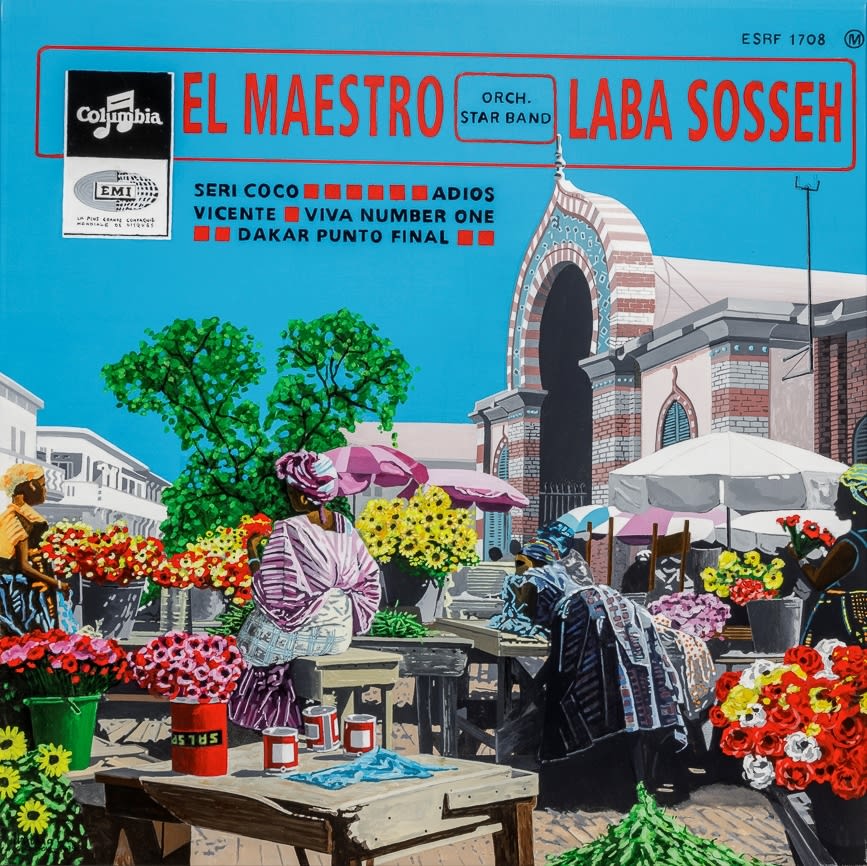 Vincent Michéa Le Marché kermel Acrylique sur toile 100 x 100 cm 39 x 39 in