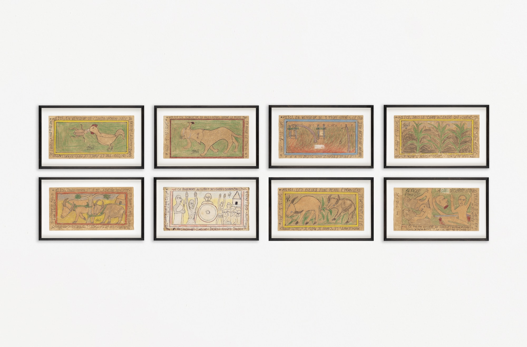 Frédéric Bruly Bouabré, Ici, en vengeur de "Zudo-Wonon: fille du pays de la lutte..., 1990