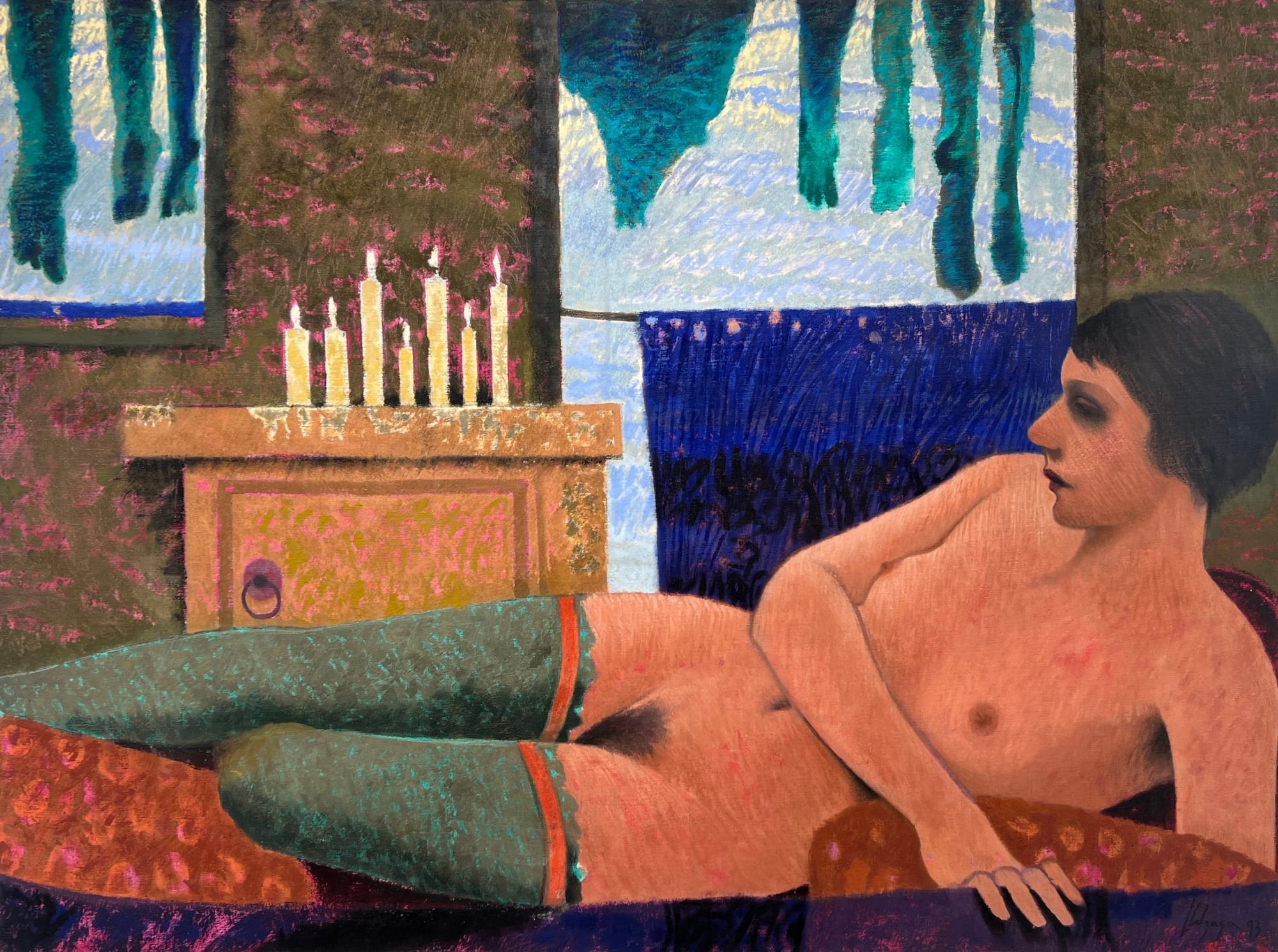 Jorge Alzaga, "Desnudo con velas", 1993