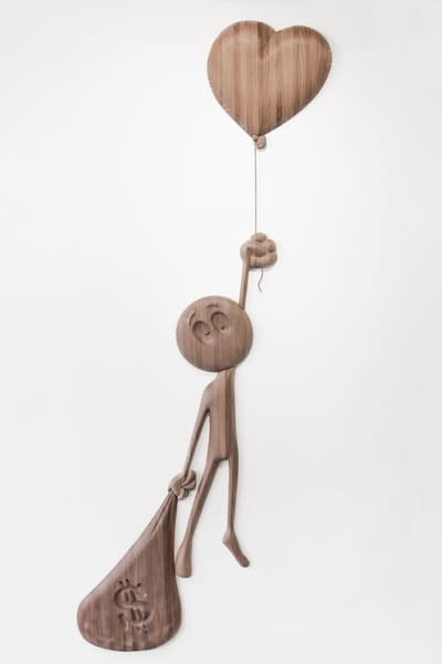 Kaï, Love Vs Money Wood mural 3/8, 2017