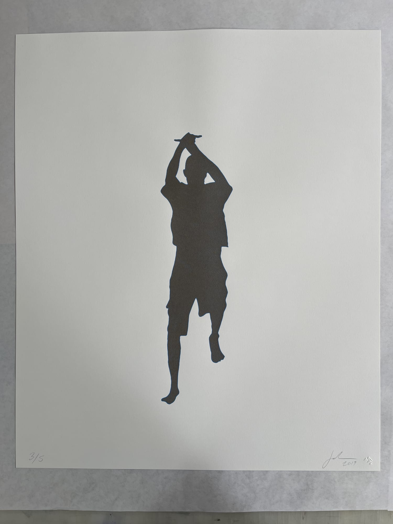 John Brinton Hogan, Man Gesturing Amidst a Group of Recreational Campers at Coachwhip Canyon, Anza Borrego Desert State Park, March 2014 (Bronze, Pewter, Blue), 2019