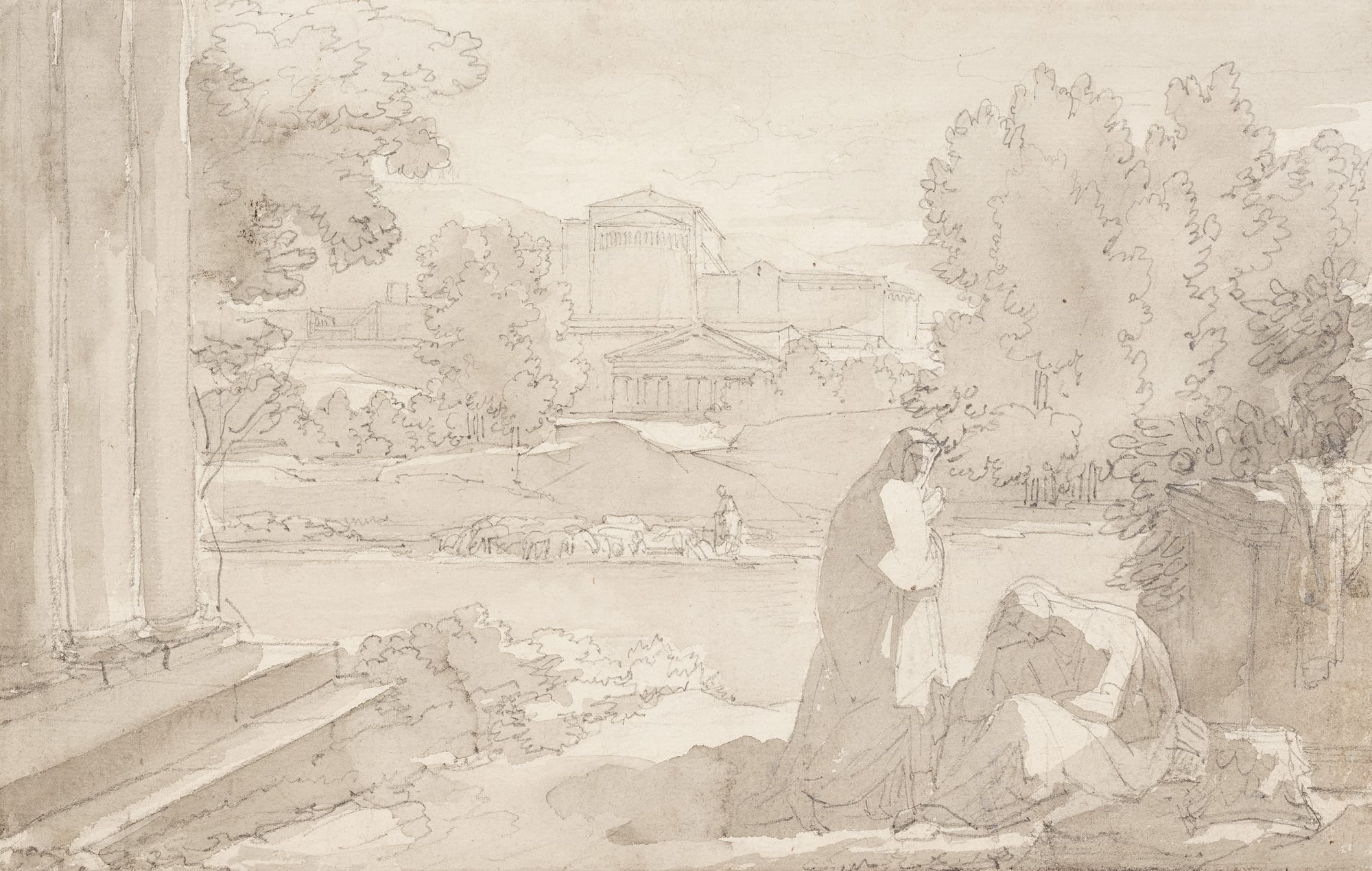 Vincenzo Camuccini, Paesaggio classico con figure, 1795