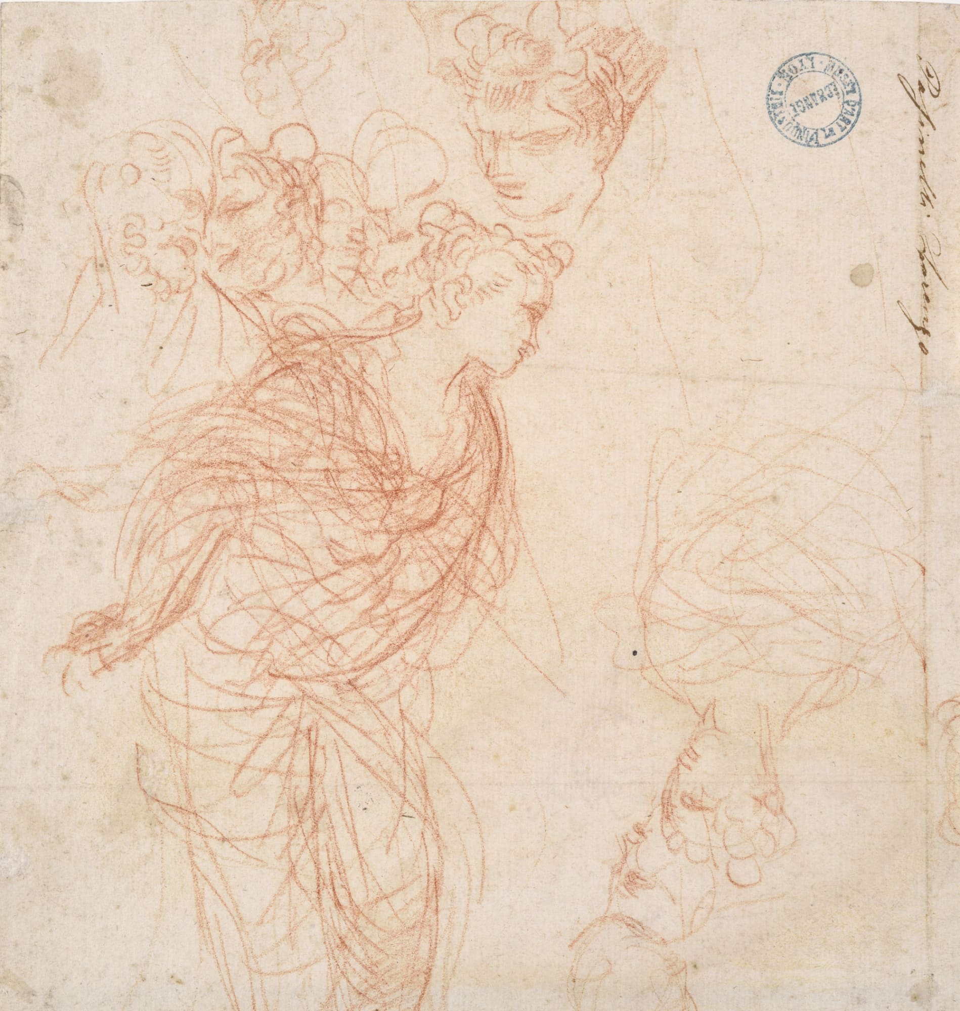 Donato Creti, Studio di figure (recto); Studio per una Predica del Battista (verso), 1690