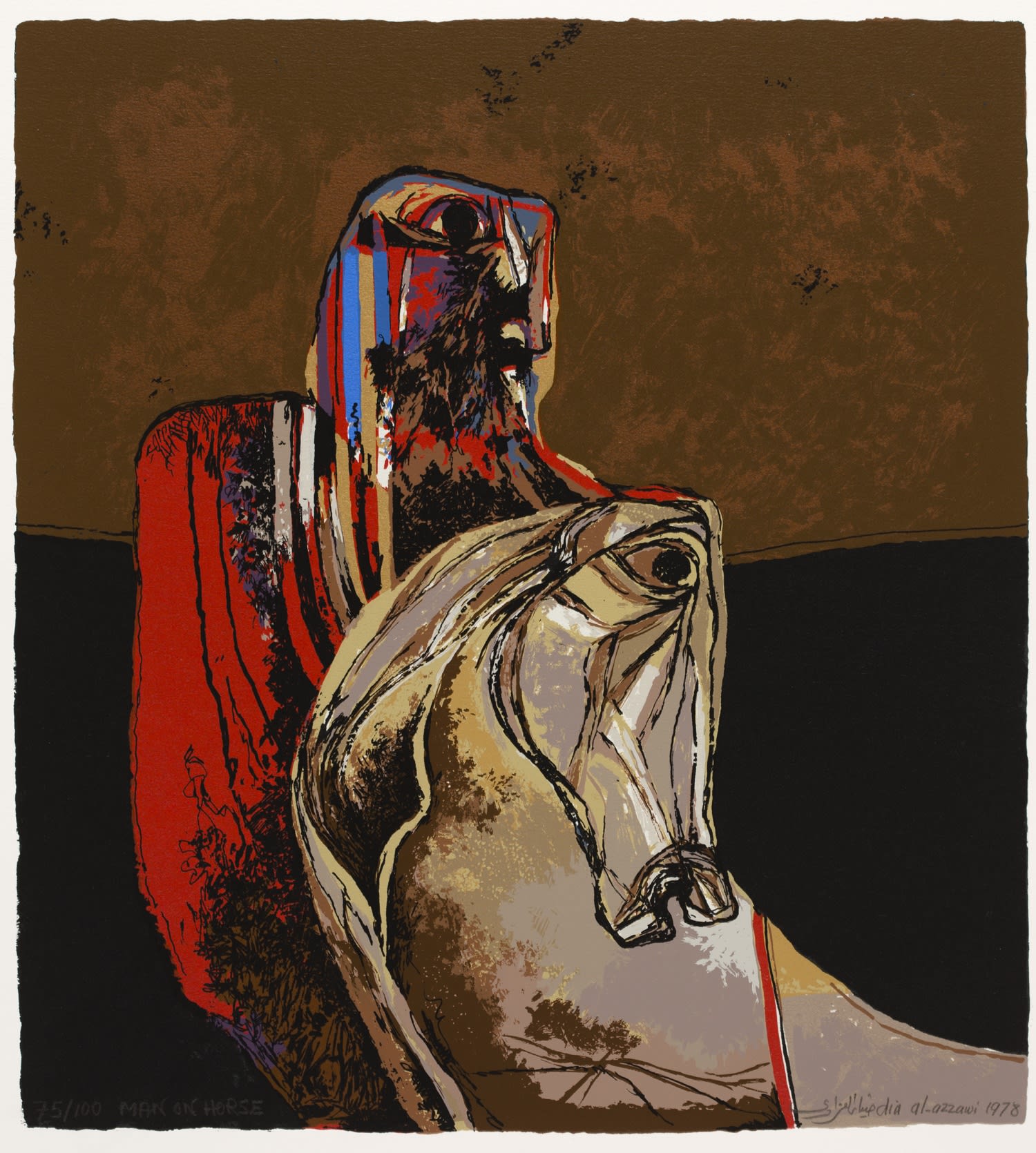 Dia Azzawi, Man on Horse, 1978