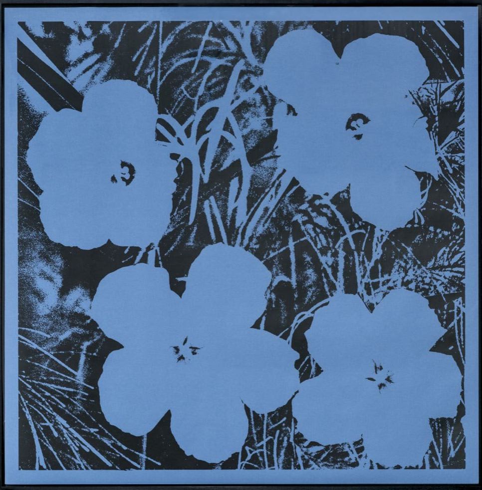 Elaine STURTEVANT, Warhol Flowers (black ink blue paper), 1990