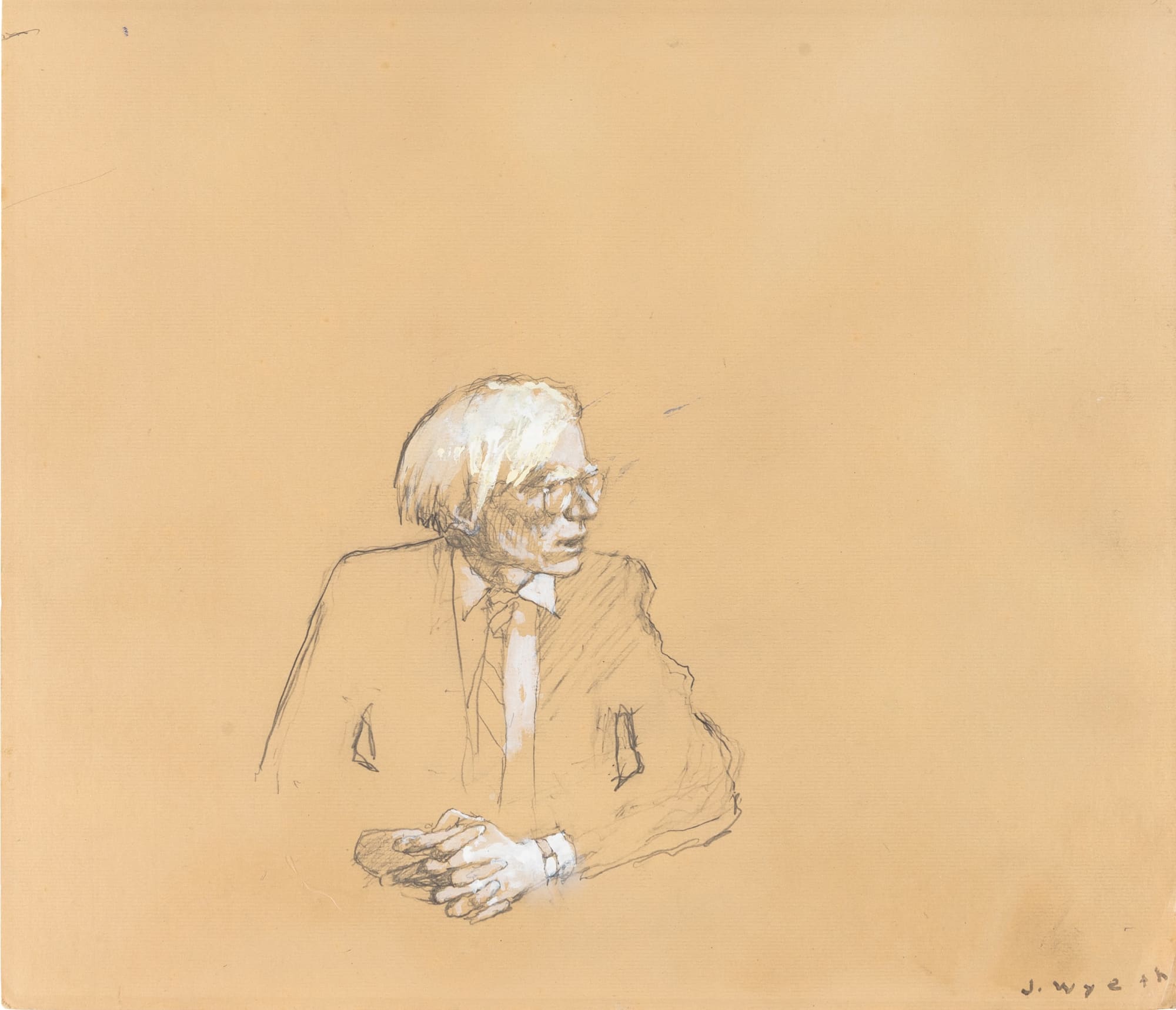 Jamie Wyeth, a.w. Sitting, Hands Clasped Looking to his Left, 2012