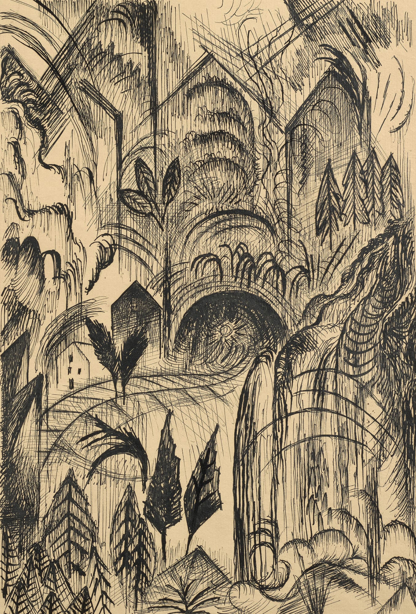 Albert Bloch, Nach einem Eigenen Gemälden (Mountain Tunnel), 1916